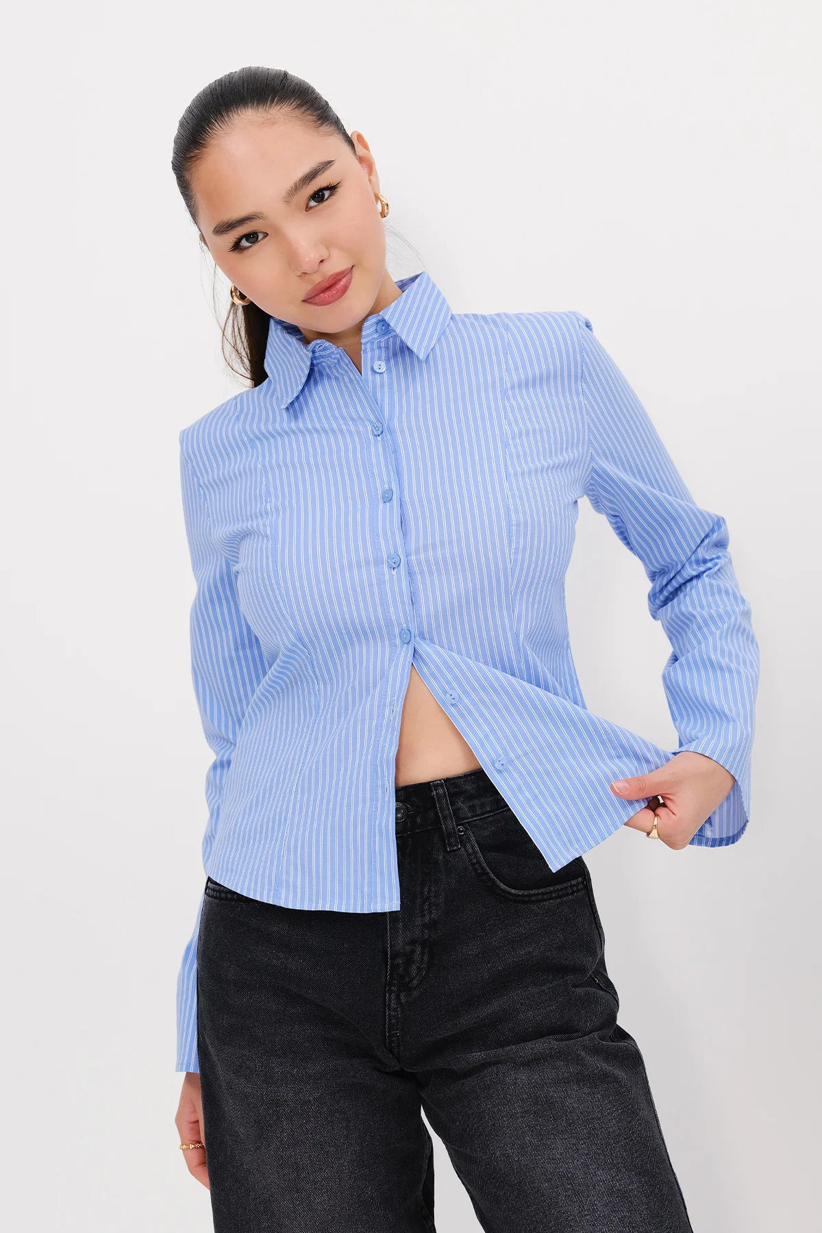 Buttoned Striped Shirt - Image 13