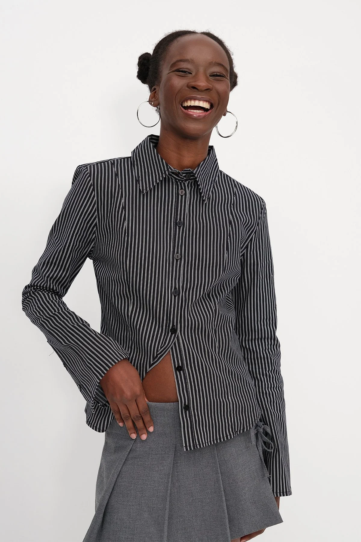 Buttoned Striped Shirt - Image 32
