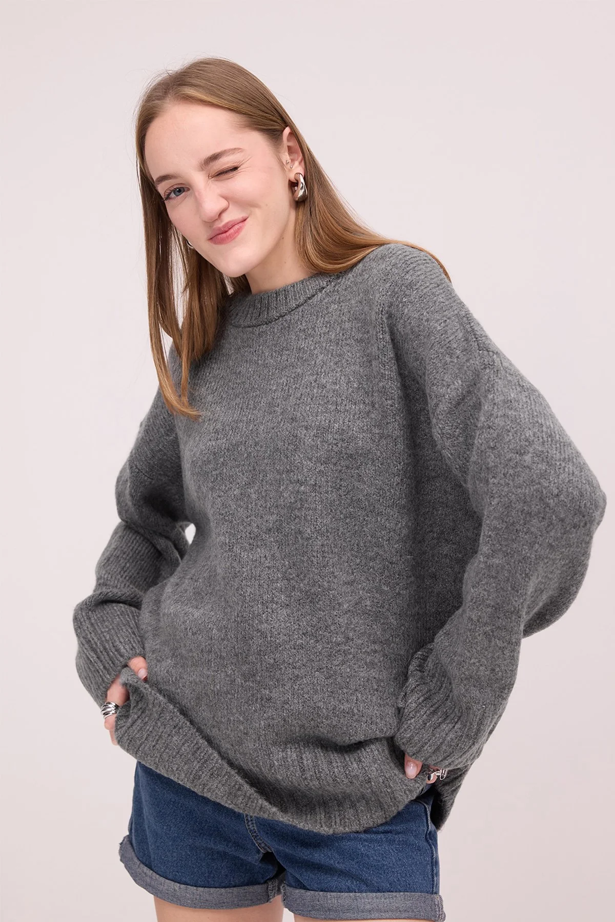 Crew Neck Basic Knitwear Sweater - Image 25
