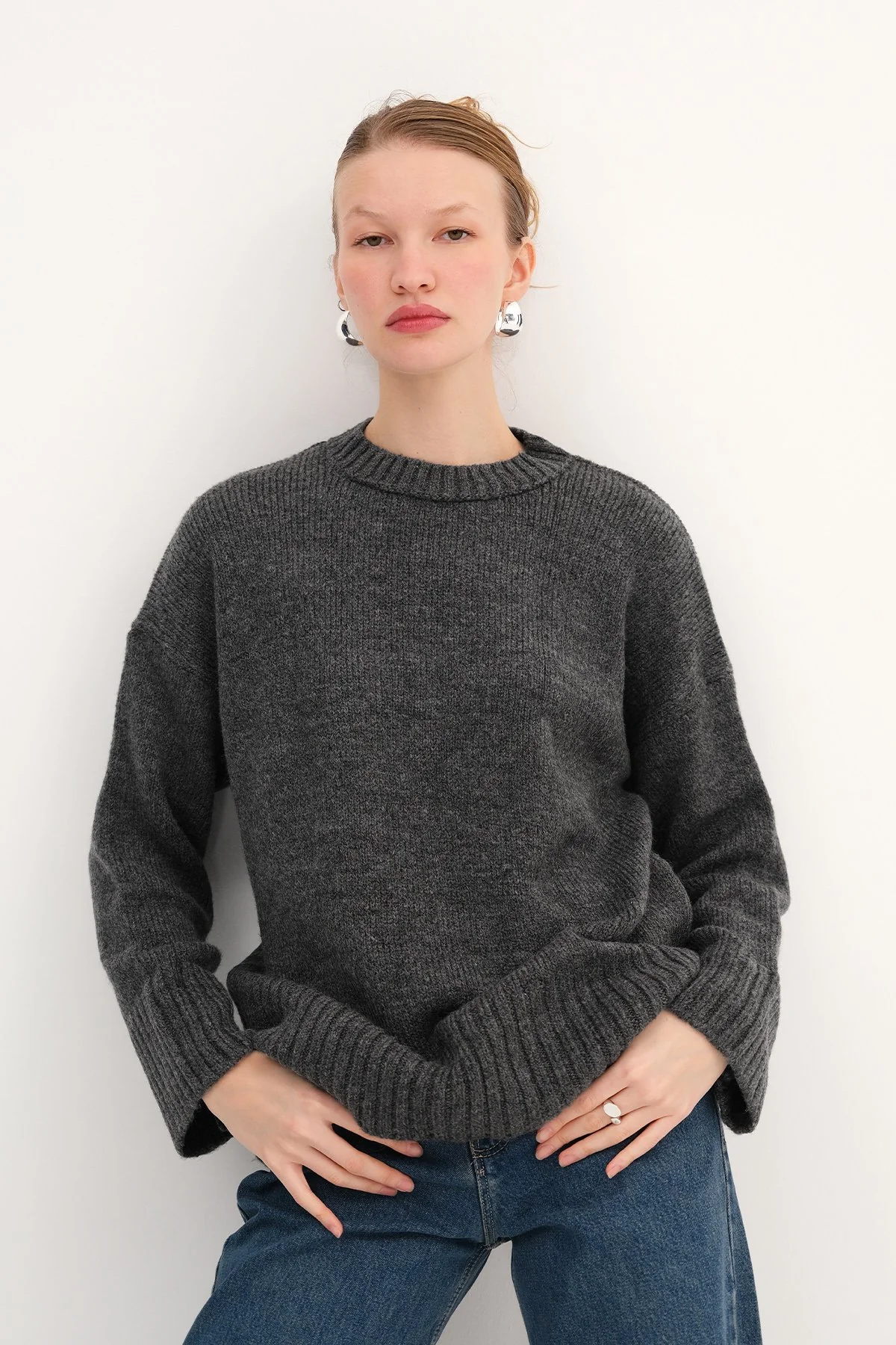 Crew Neck Basic Knitwear Sweater - Image 59