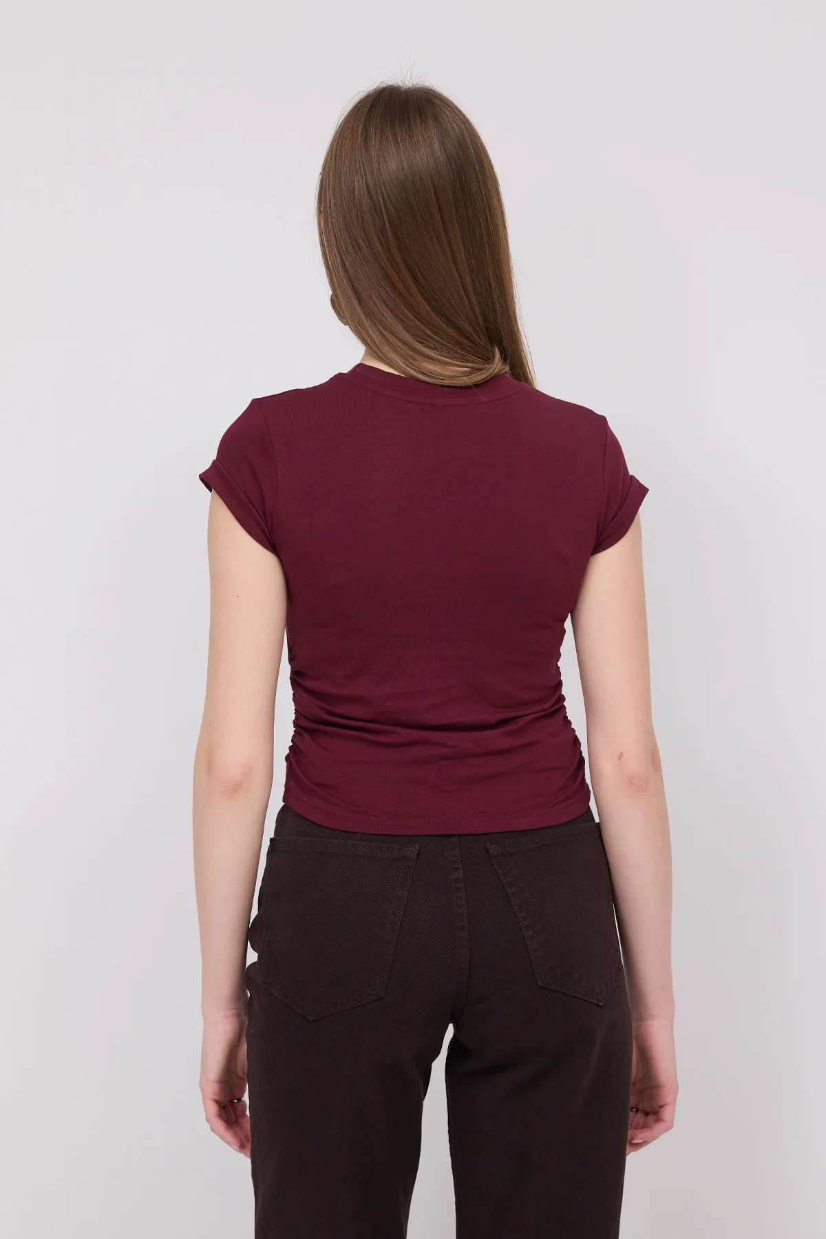 Crew Neck Side Gathered Blouse - Image 17