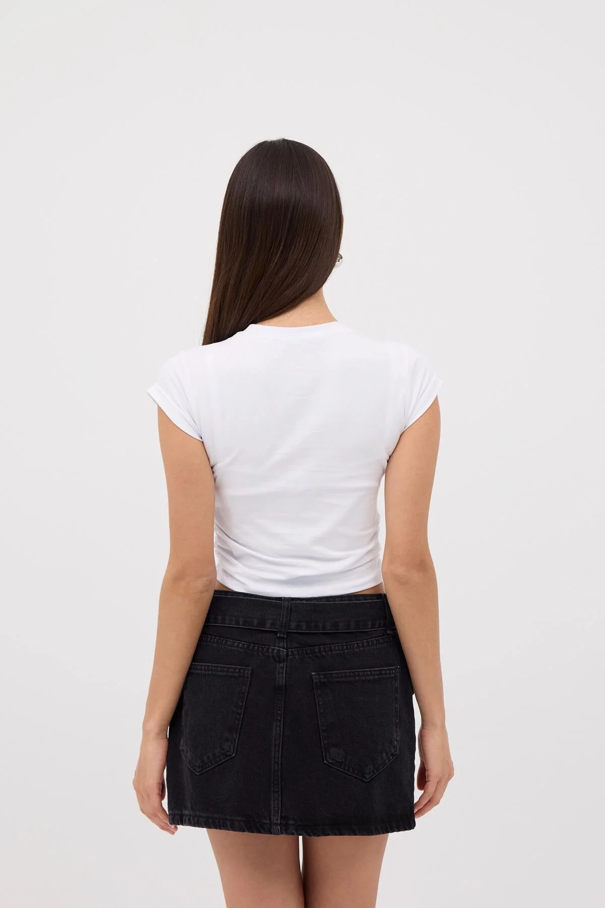 Crew Neck Side Gathered Blouse - Image 38