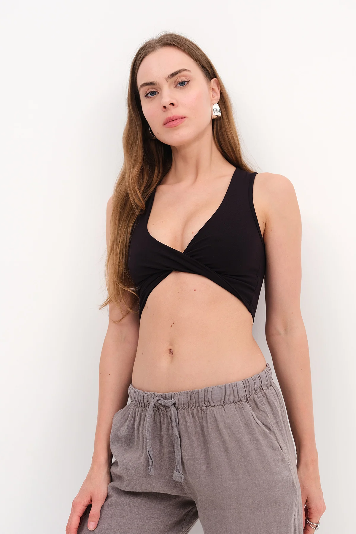 Crop Tank Top with Knot Detail - Image 25