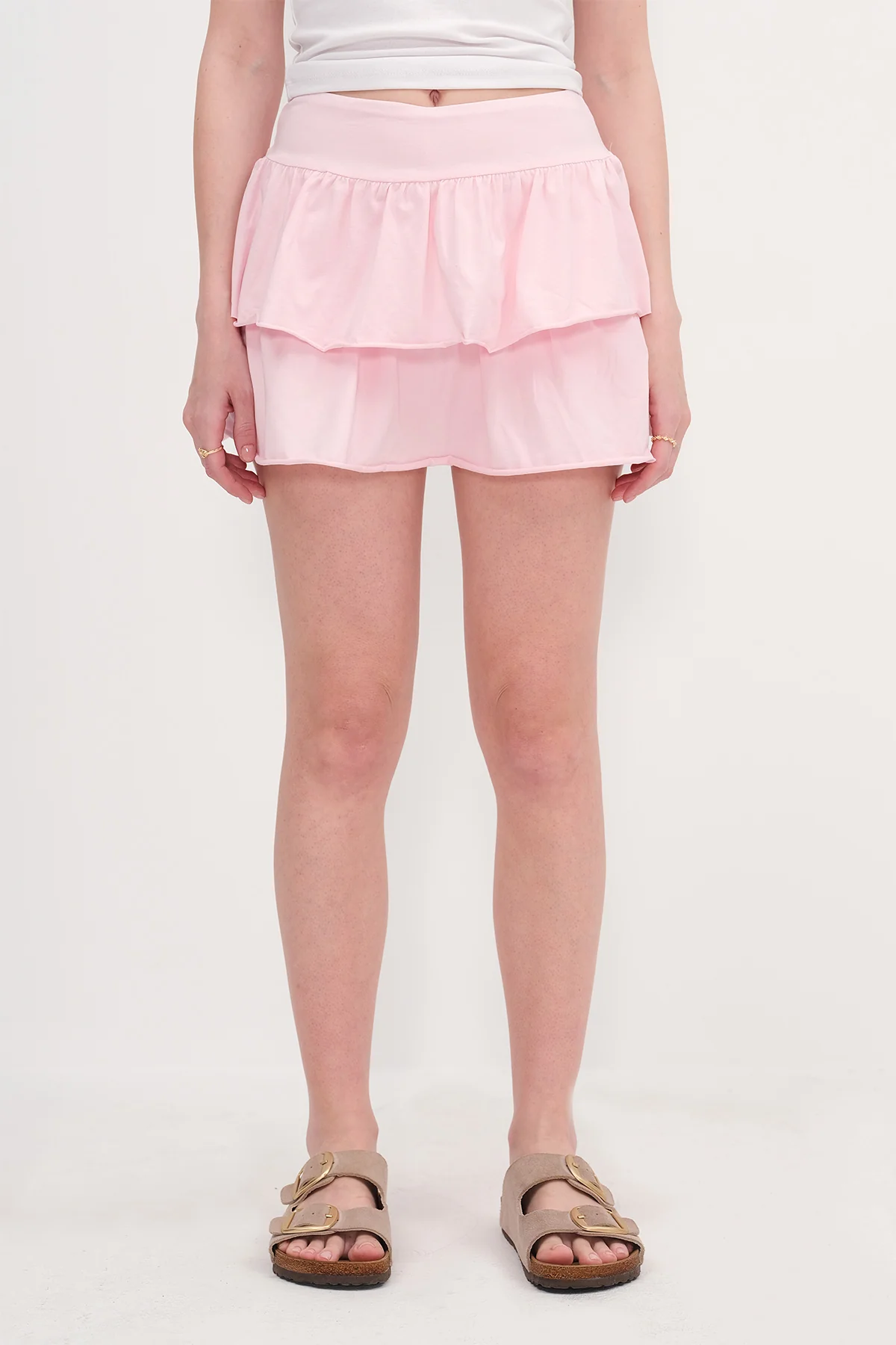 Elastic Waist Ruffle Mini Skirt - Image 22