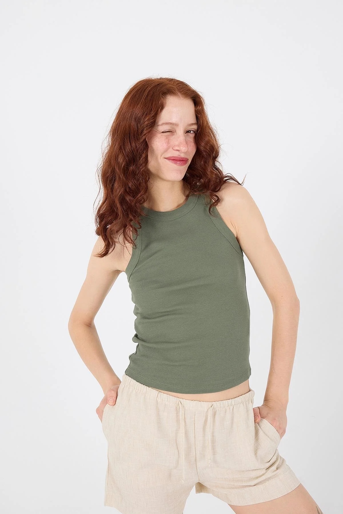 Halter Neck Top With Ribbed - Image 53