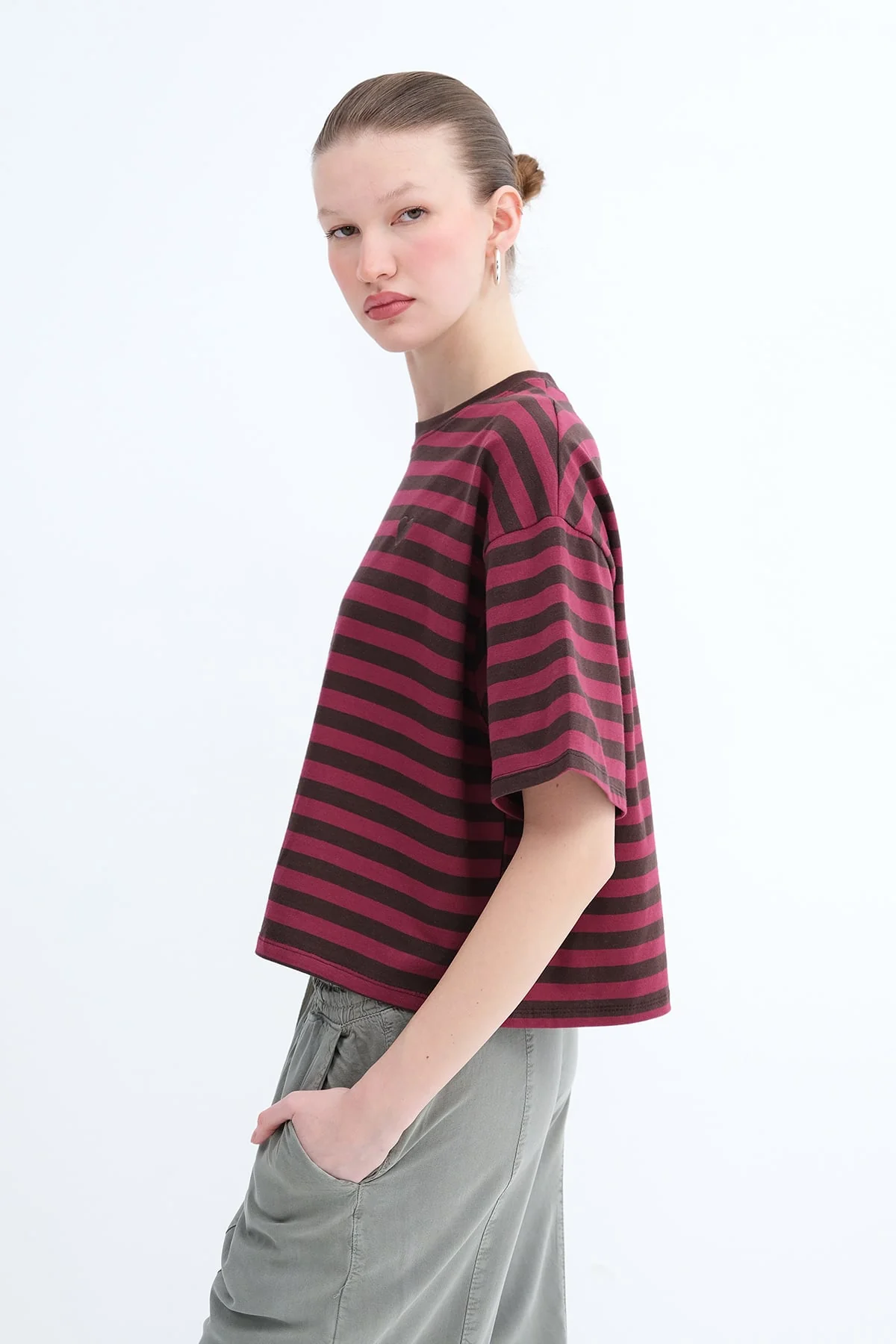Heart Embroidered Striped T-Shirt - Image 6
