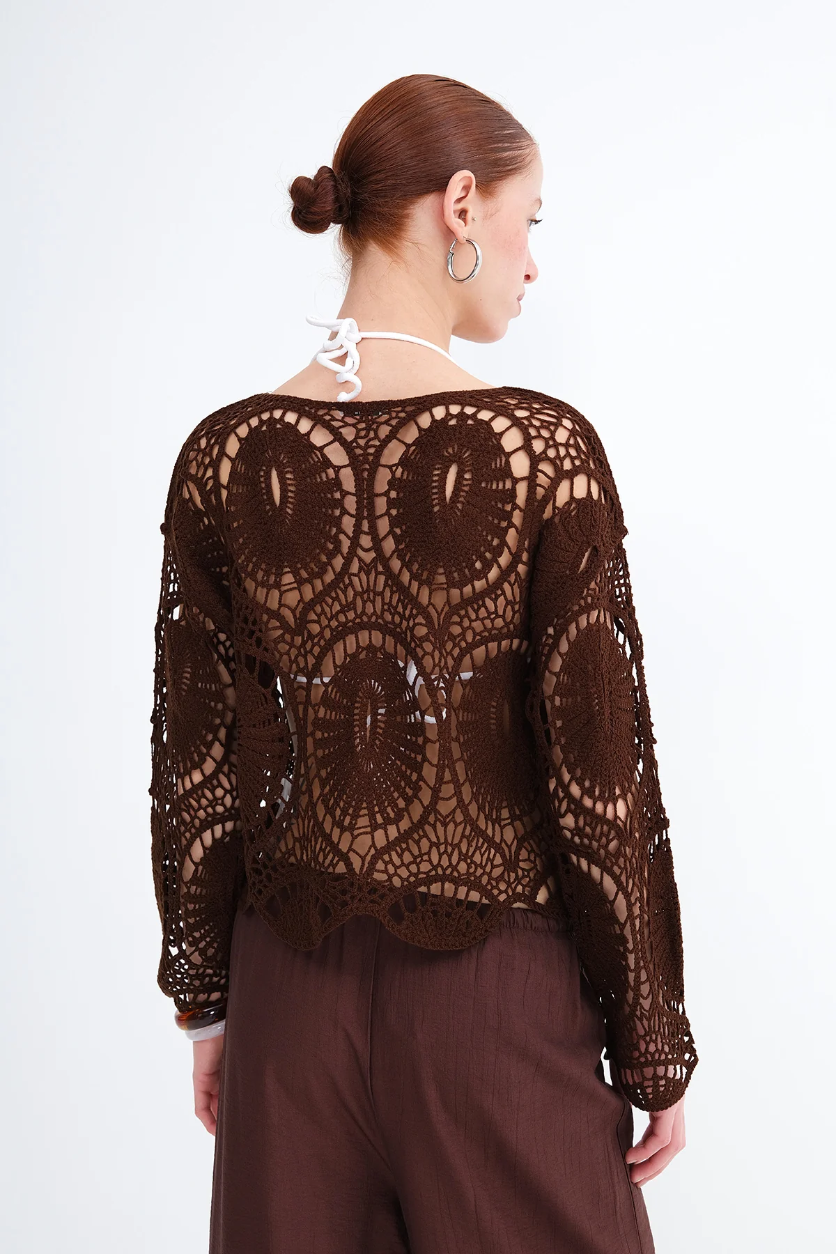 Lace Detailed Blouse With Round Neck - Image 11