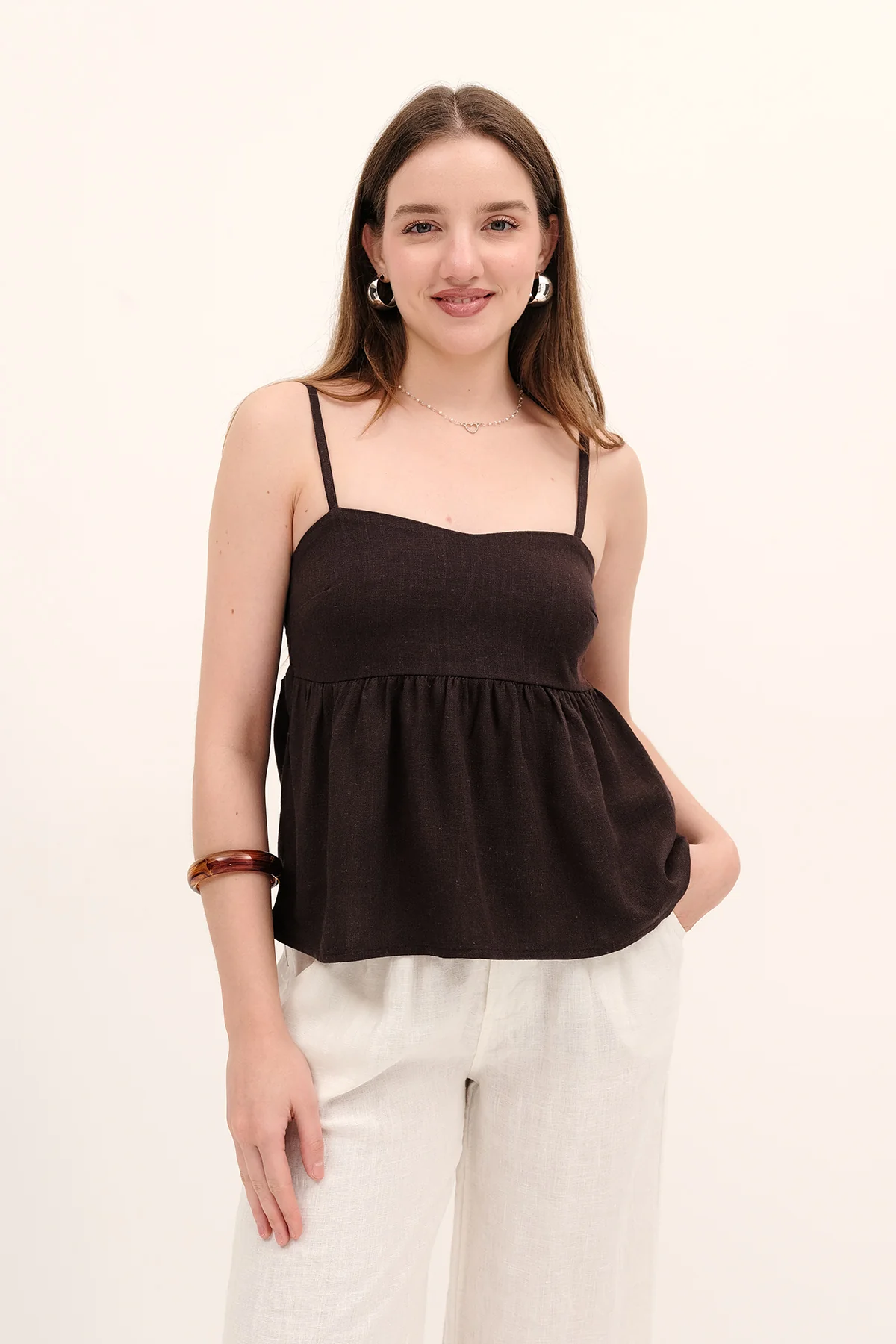 Linen Blended Rope Strap Undershirt - Image 16