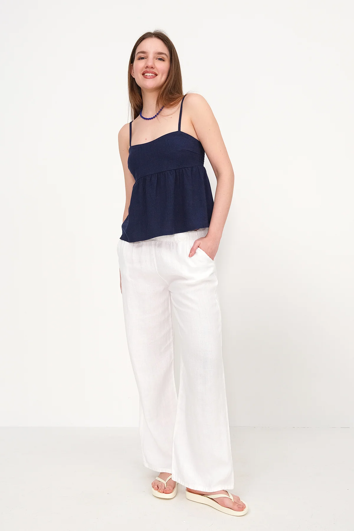 Linen Blended Rope Strap Undershirt - Image 19