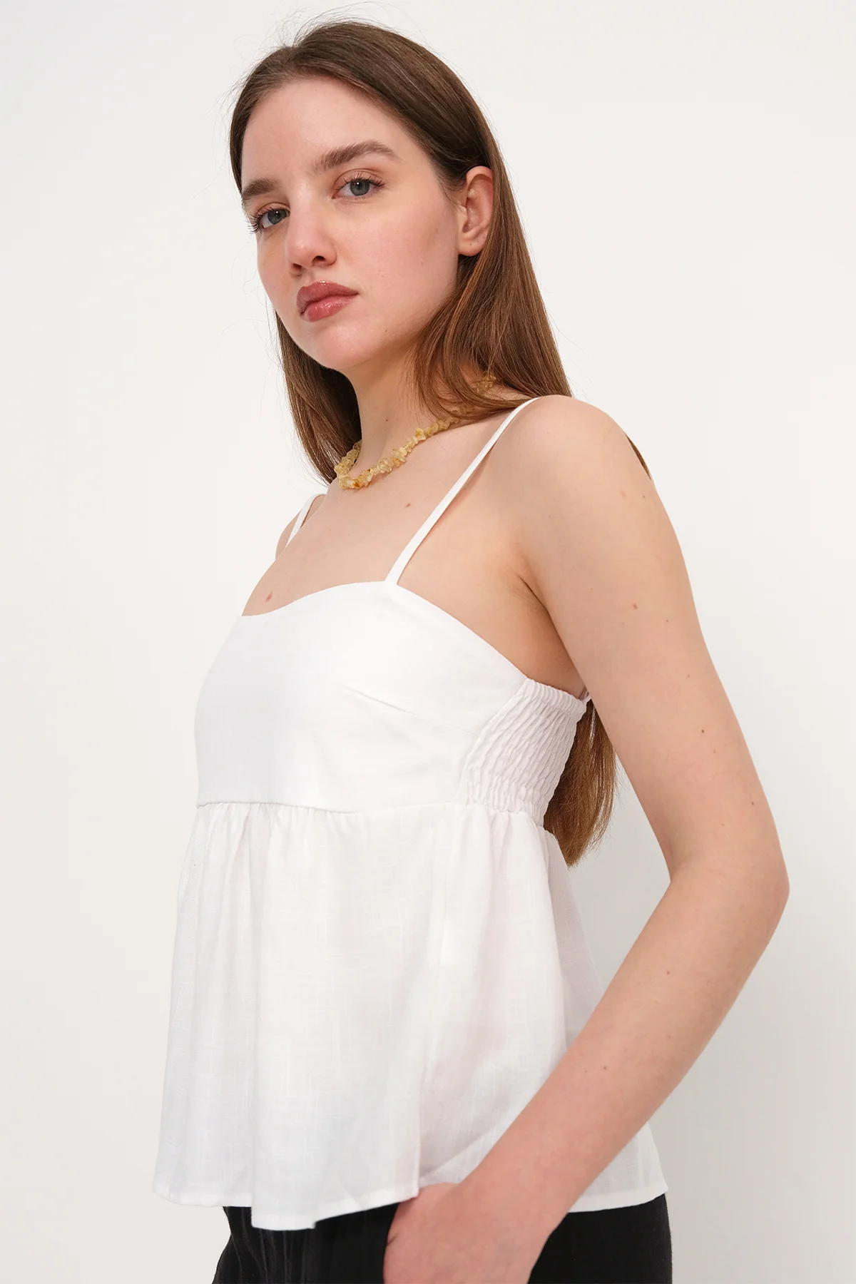 Linen Blended Rope Strap Undershirt - Image 25