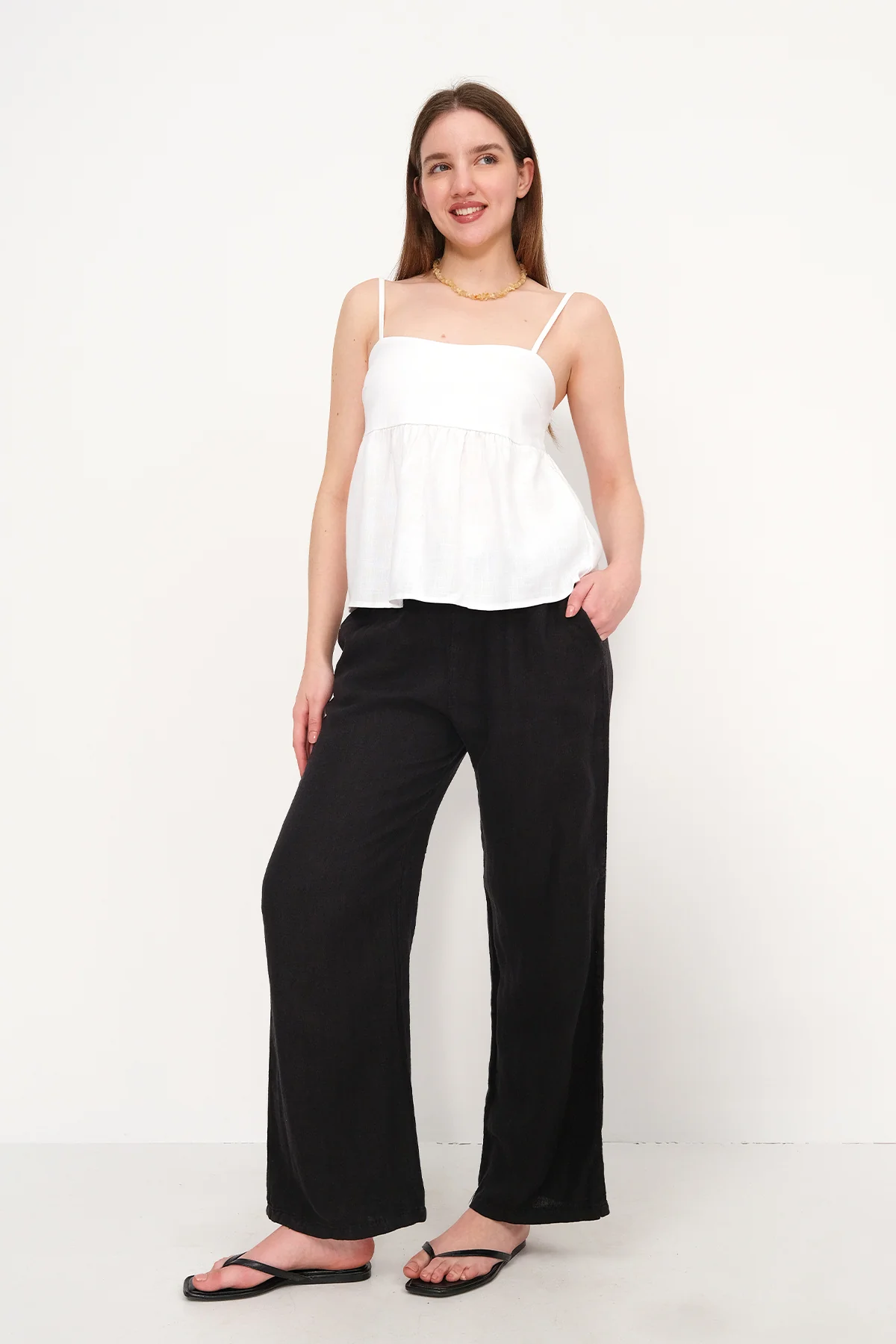 Linen Blended Rope Strap Undershirt - Image 28