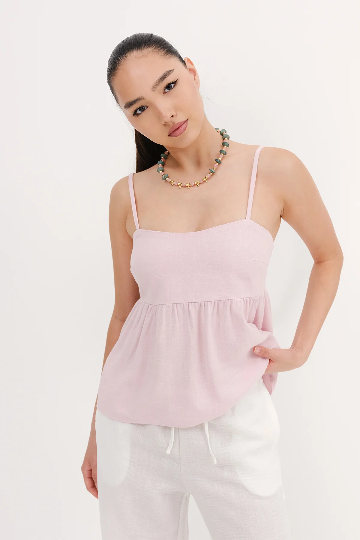 Linen Blended Rope Strap Undershirt - Image 7