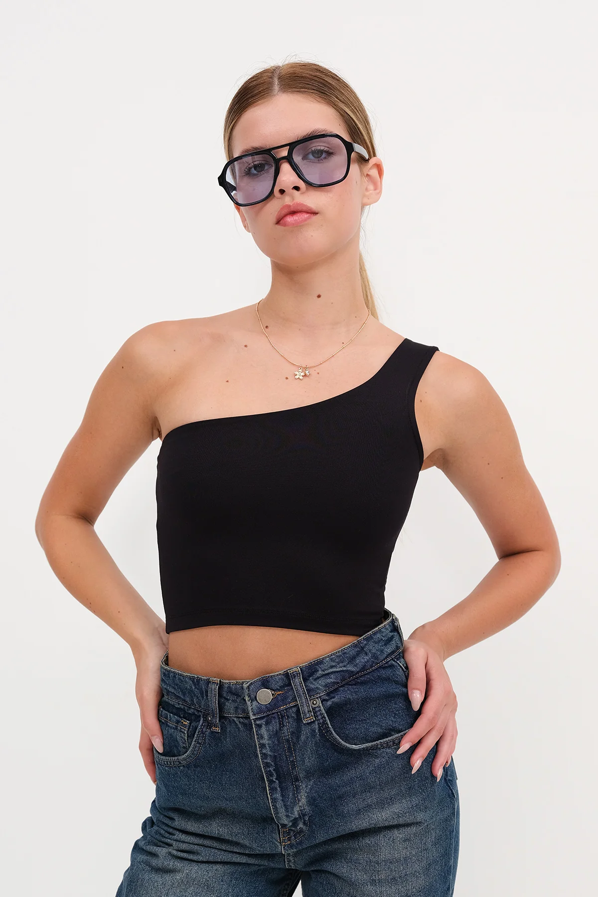 One-Shoulder Crop Bustier - Image 12