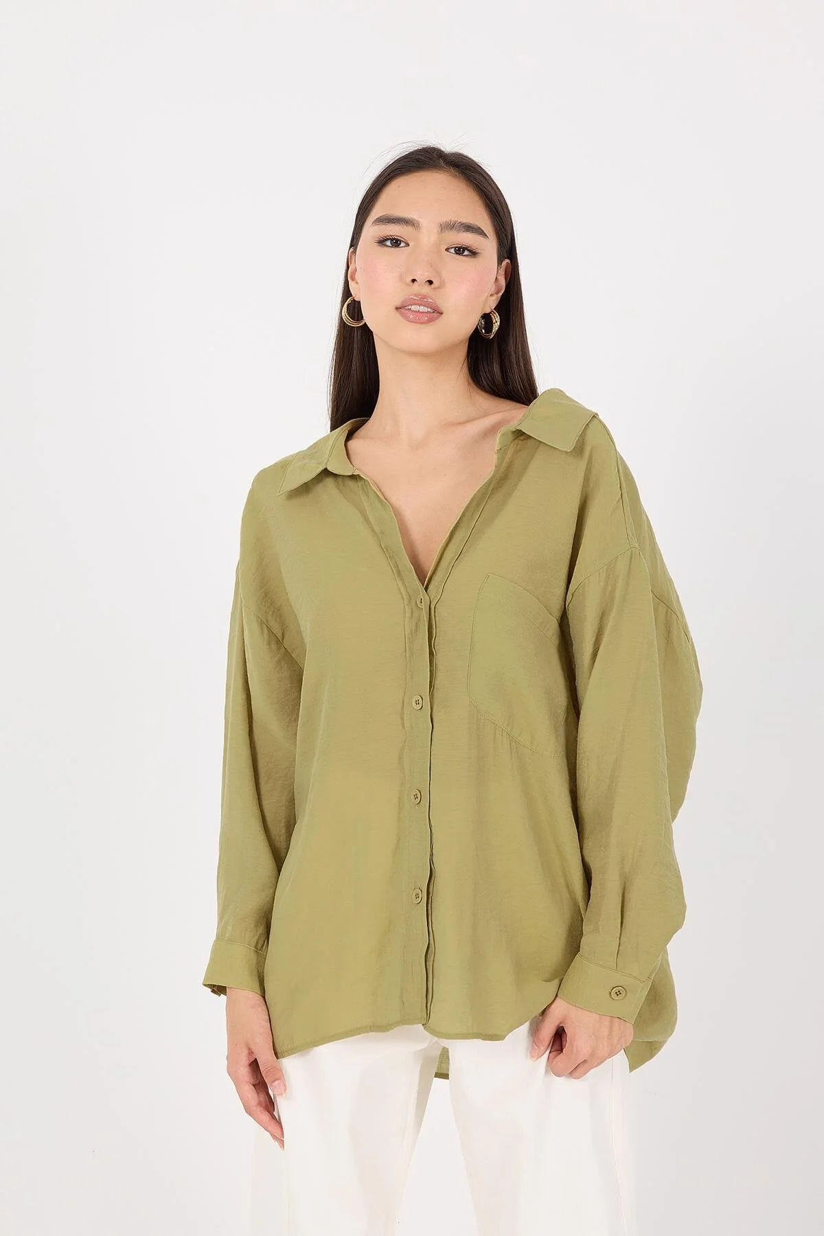 Oversize Shirt With Pocket Detail - Image 35