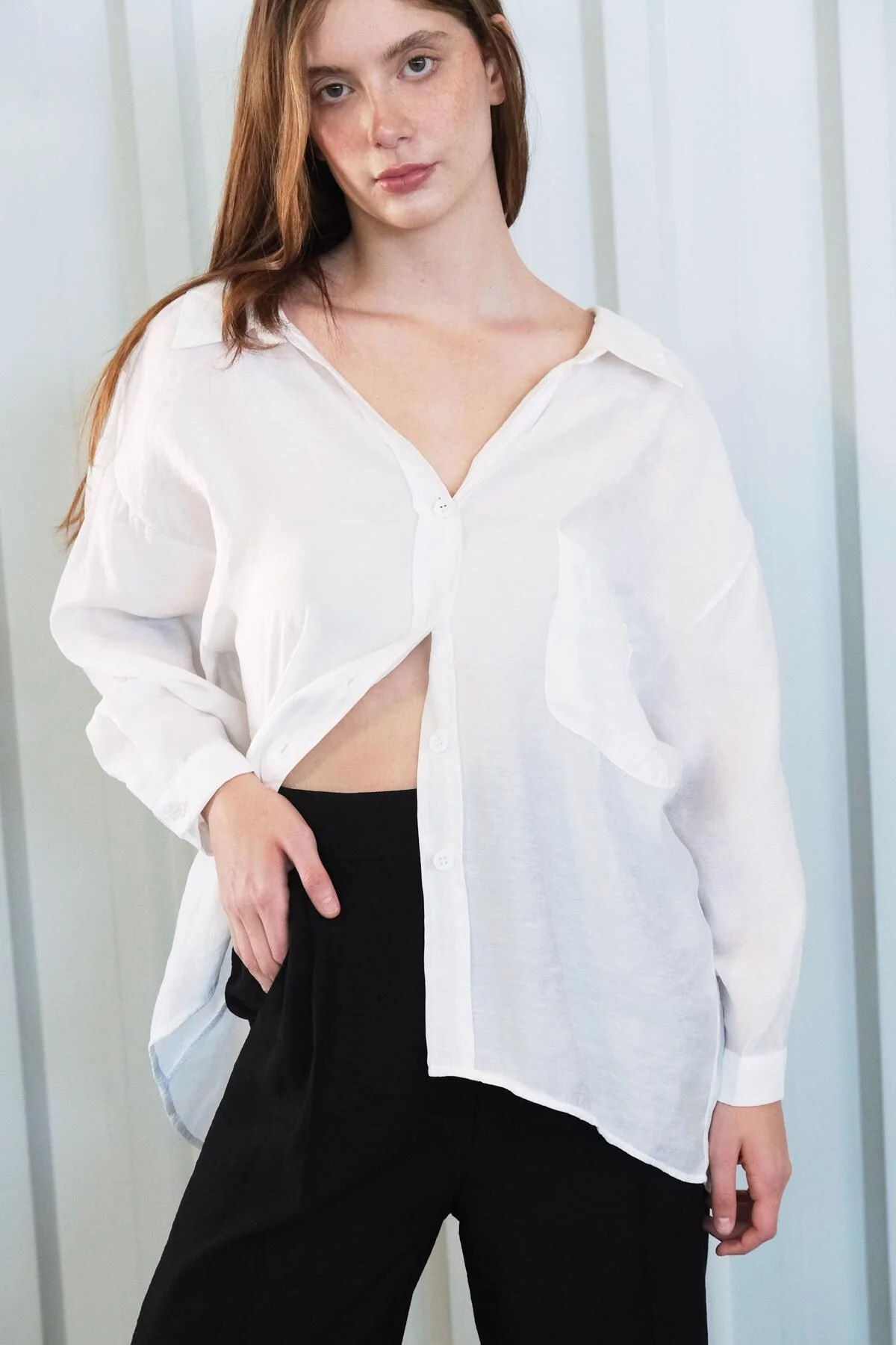 Oversize Shirt With Pocket Detail - Image 63