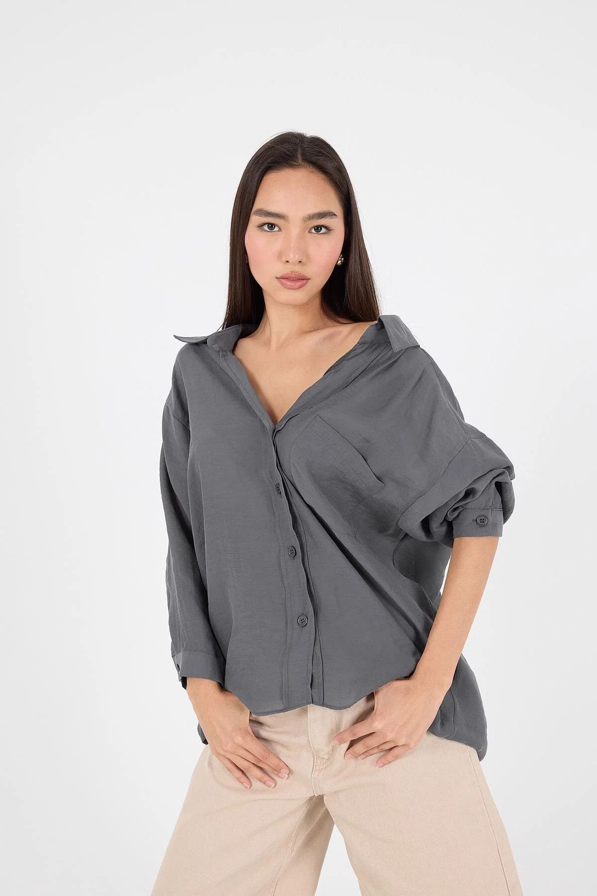 Oversize Shirt With Pocket Detail - Image 78