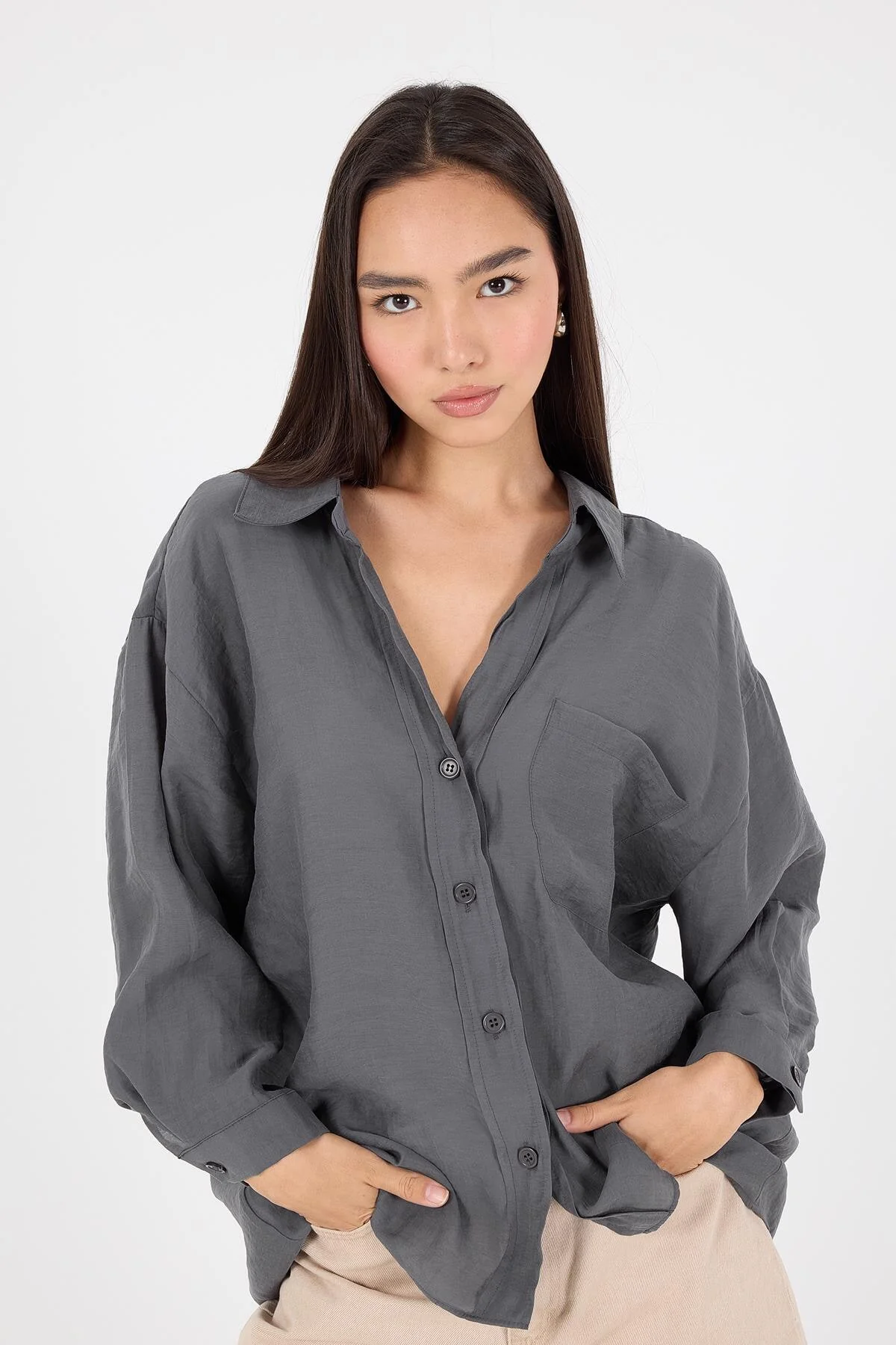 Oversize Shirt With Pocket Detail - Image 79