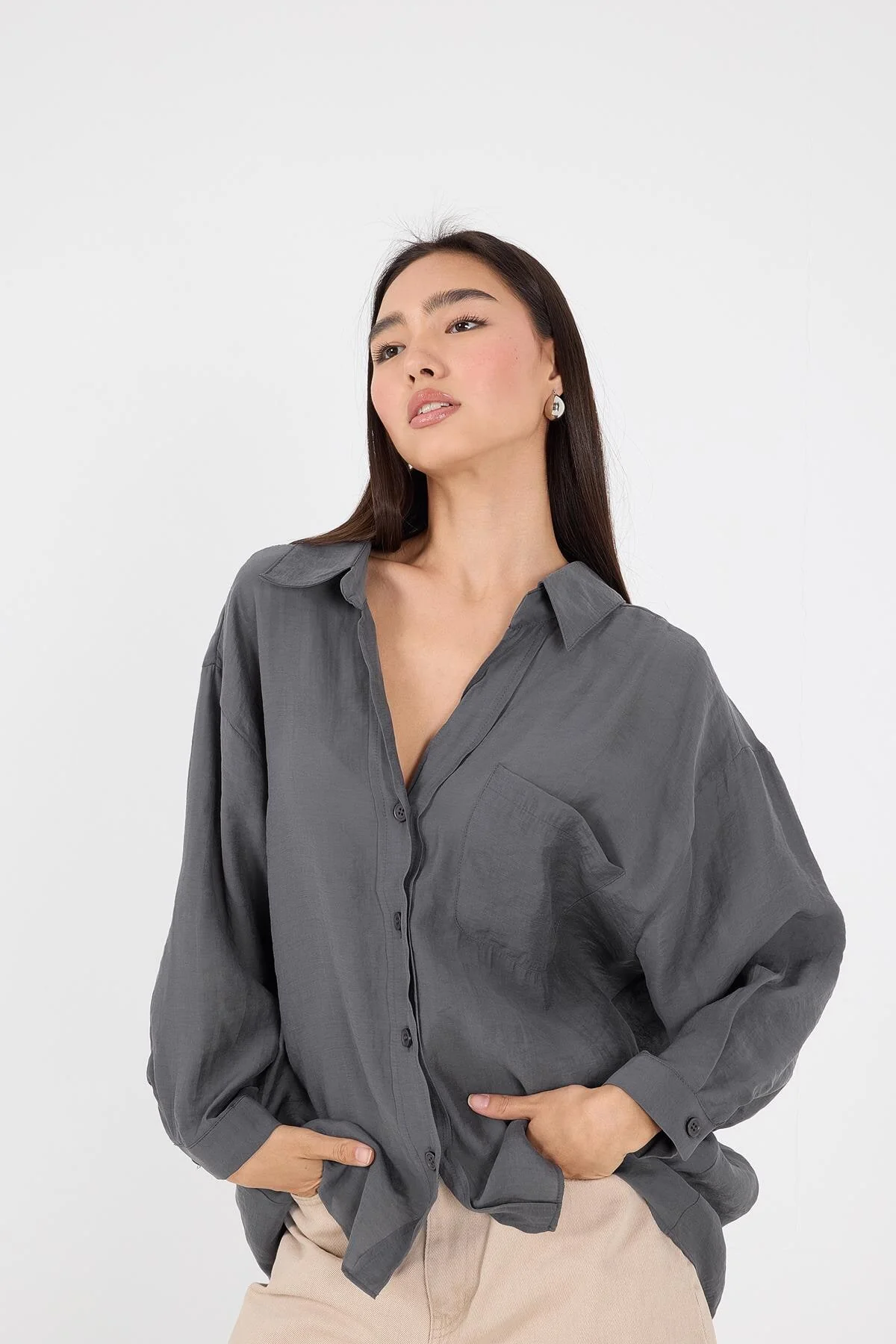 Oversize Shirt With Pocket Detail - Image 81