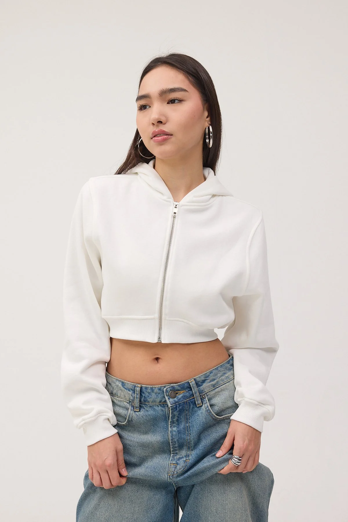 Raised Hooded Crop Sweatshirt - Image 11