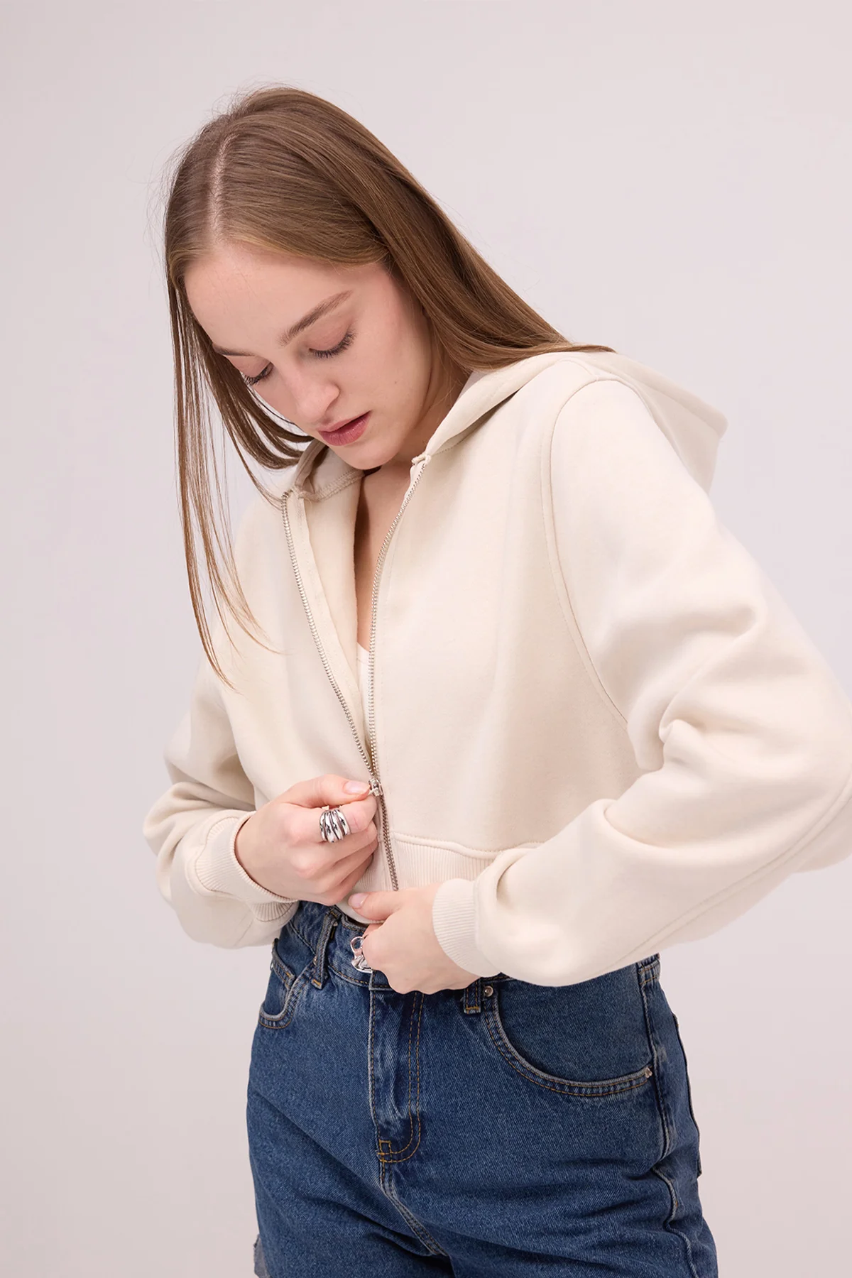Raised Hooded Crop Sweatshirt - Image 4