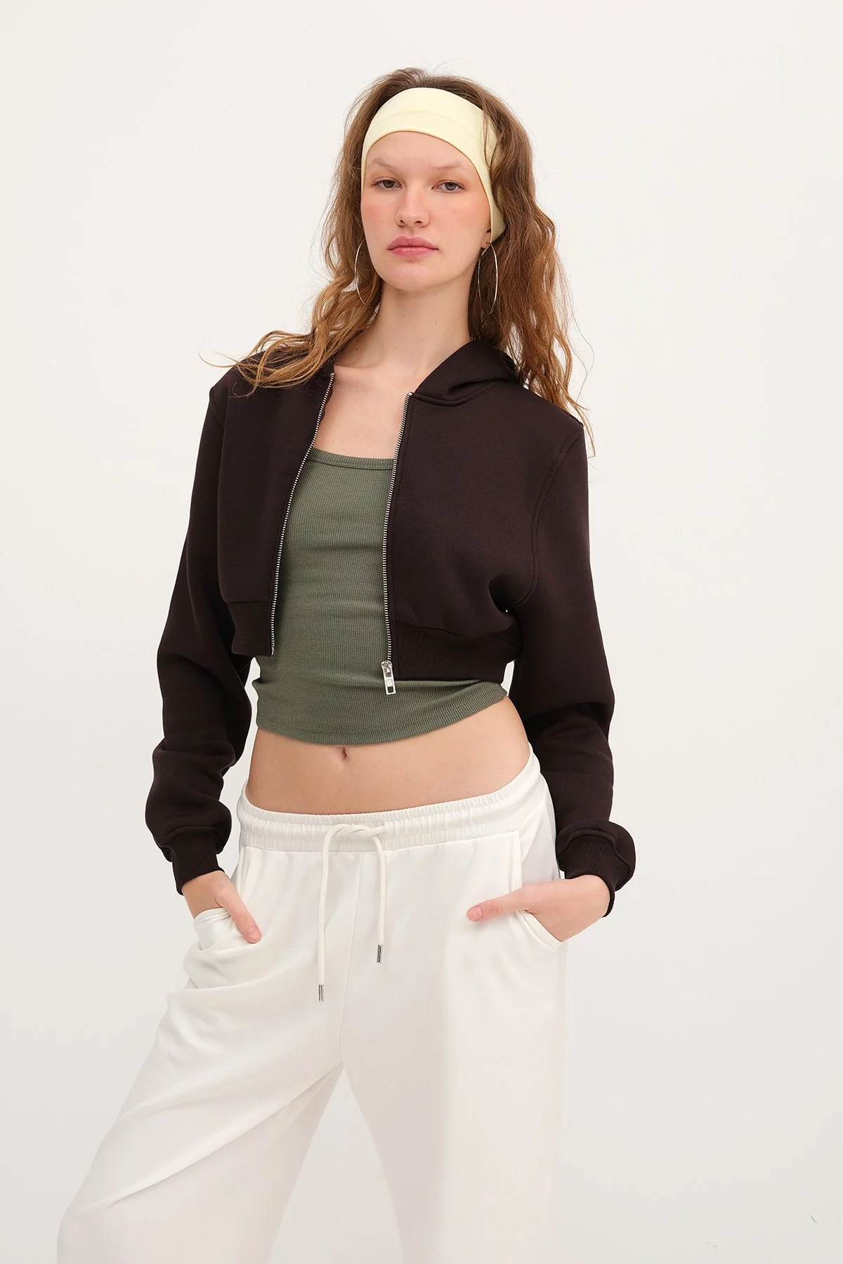 Raised Hooded Crop Sweatshirt - Image 49