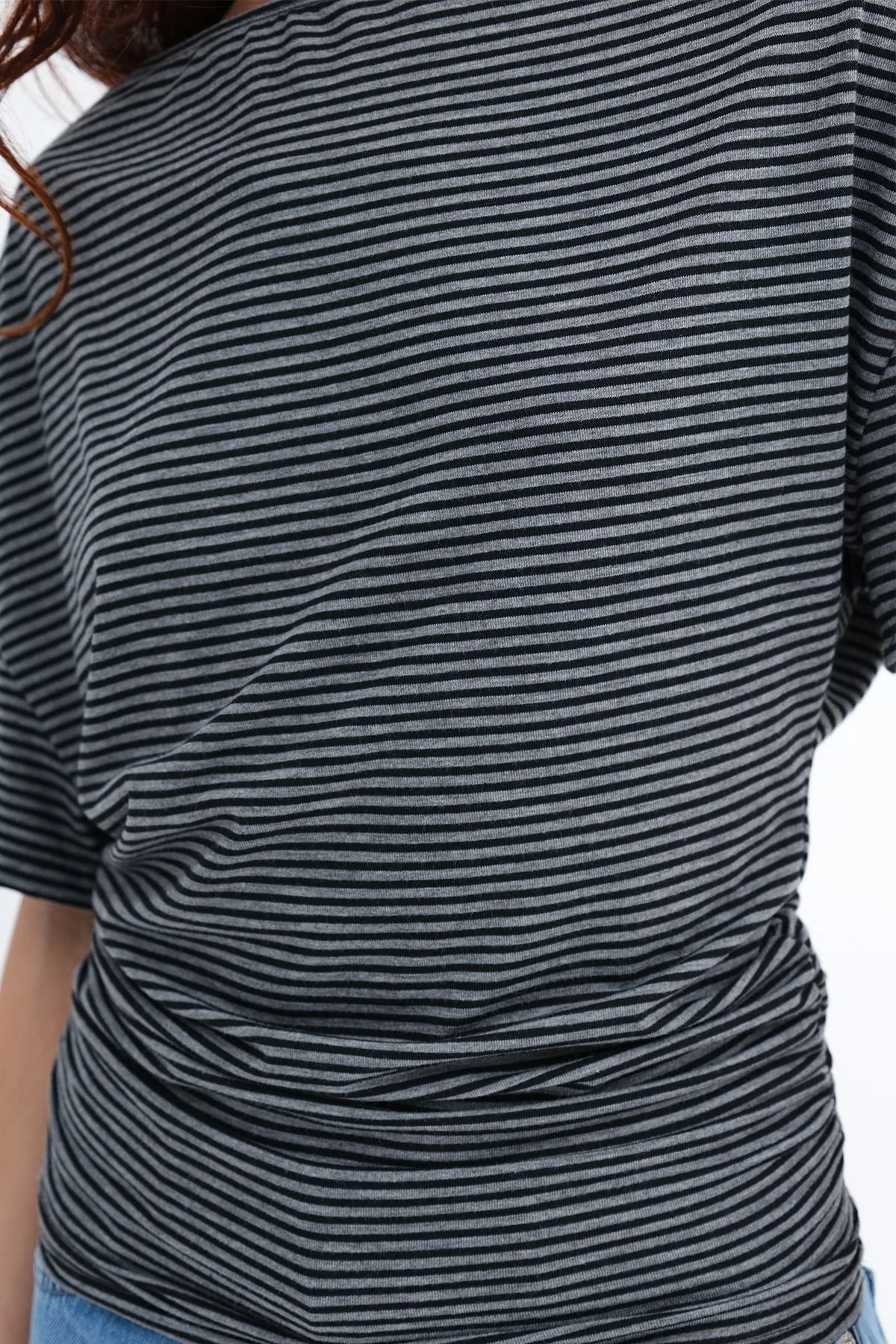 Side Ruched Striped T-shirt - Image 10