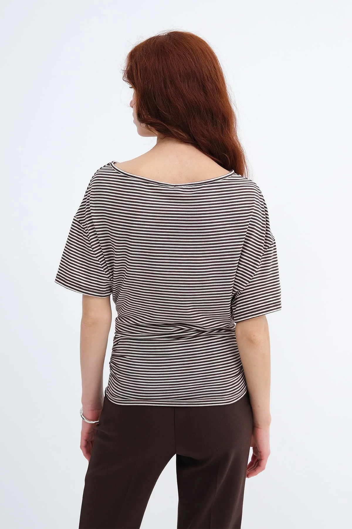 Side Ruched Striped T-shirt - Image 11