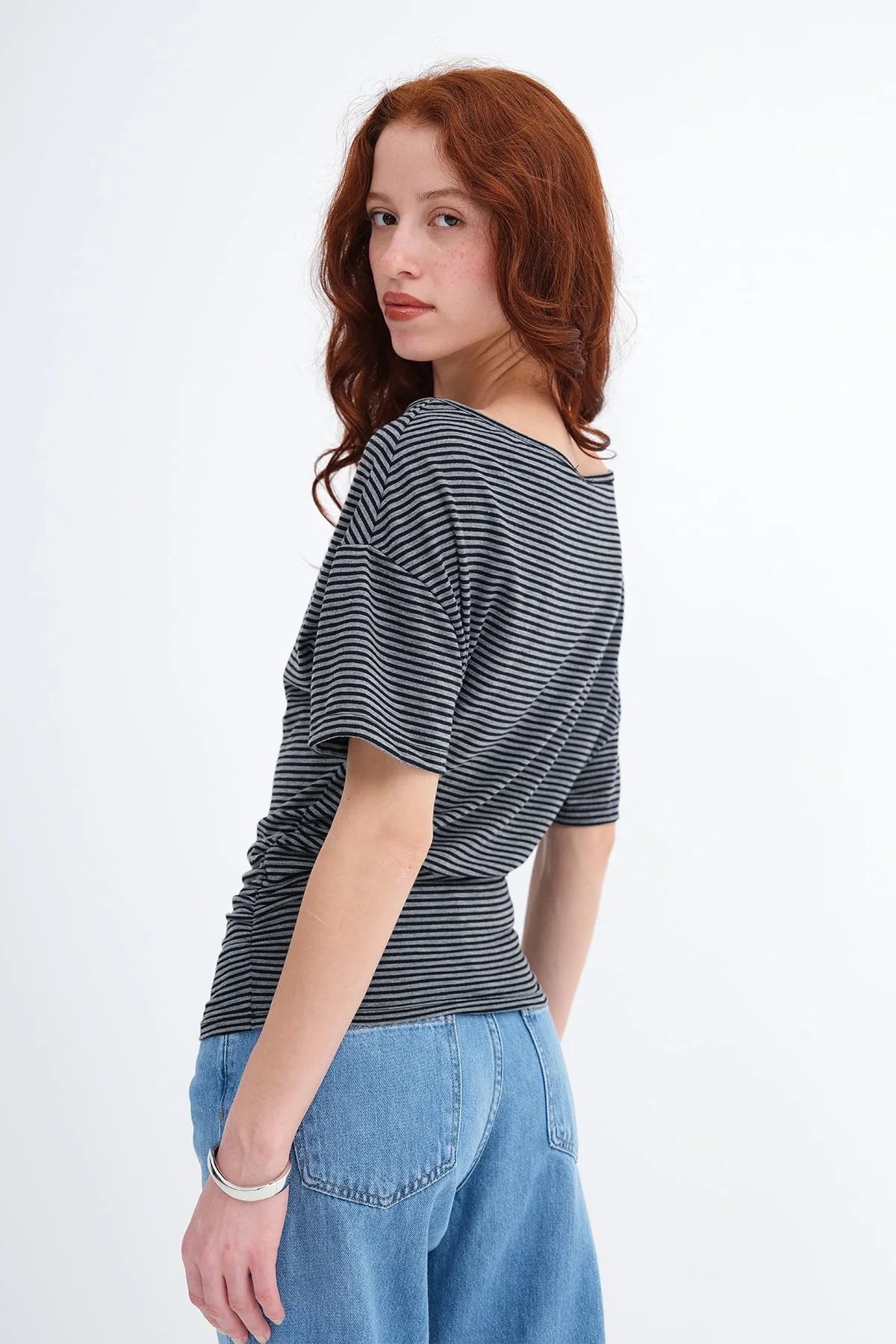 Side Ruched Striped T-shirt - Image 17