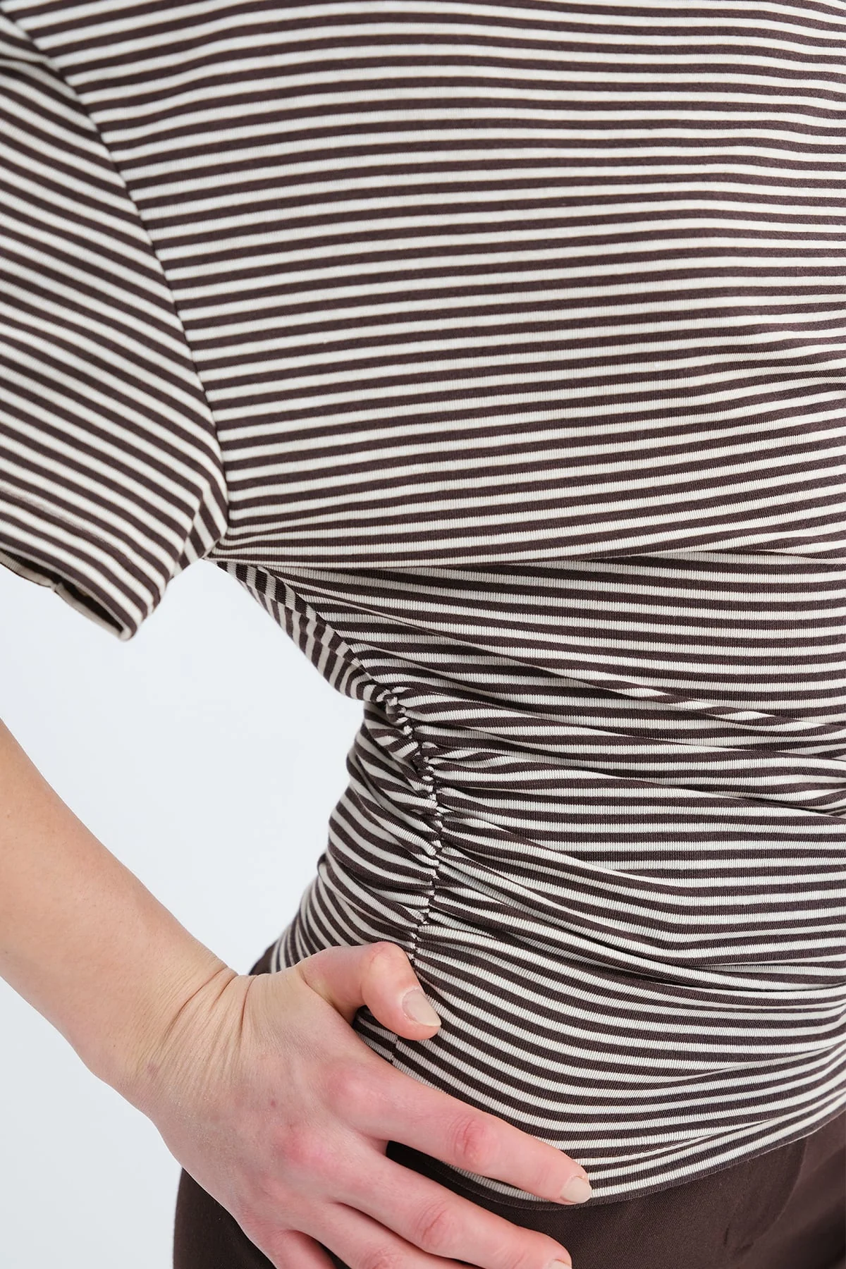 Side Ruched Striped T-shirt - Image 5
