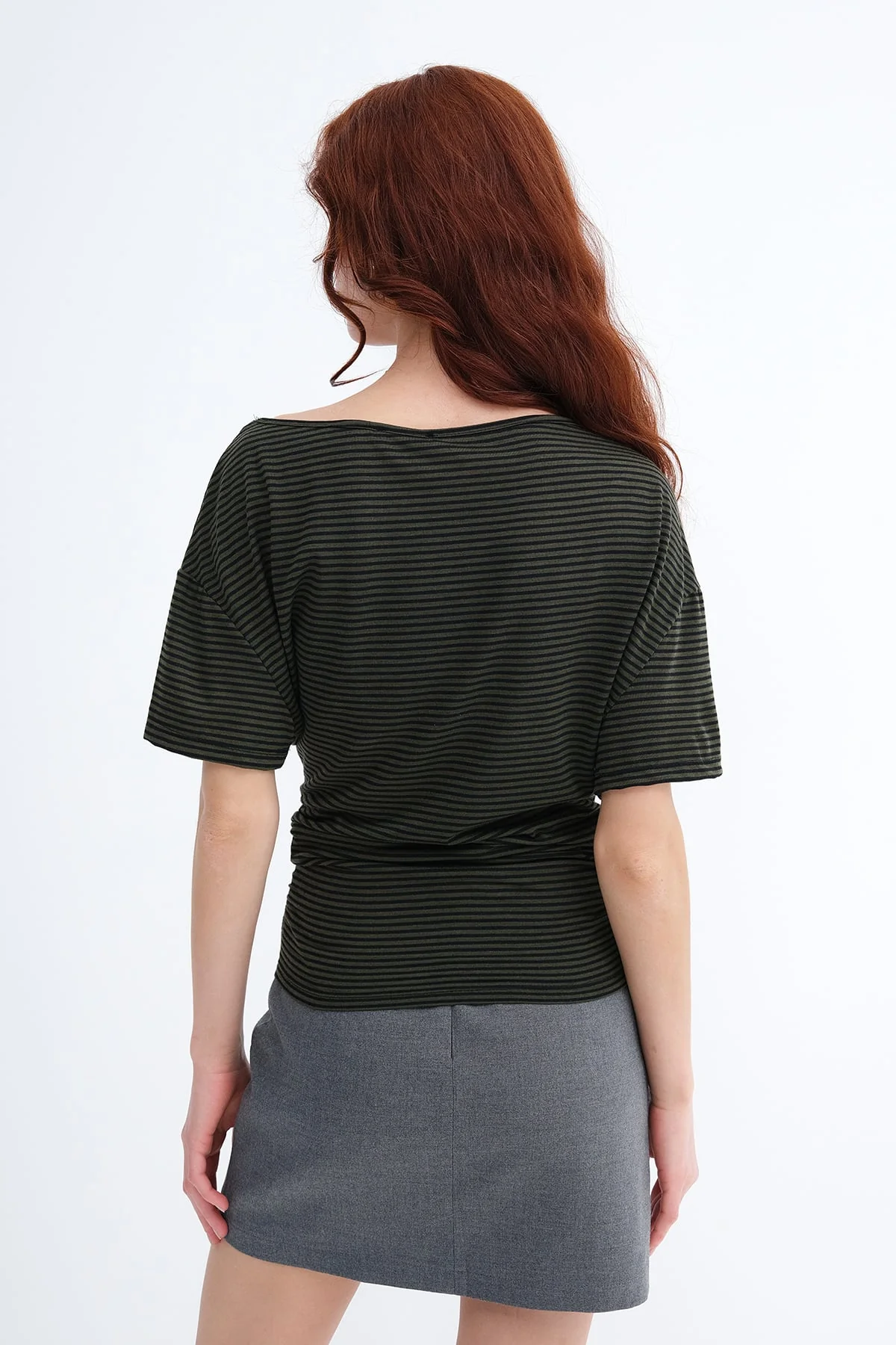 Side Ruched Striped T-shirt - Image 8