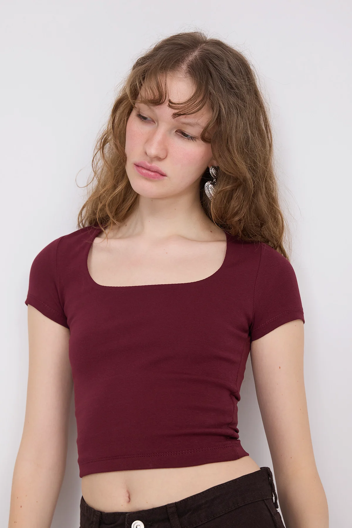 Square Neck Basic Blouse With Short Sleeve - Image 16