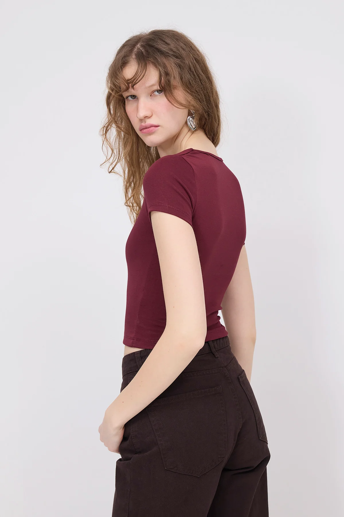 Square Neck Basic Blouse With Short Sleeve - Image 17