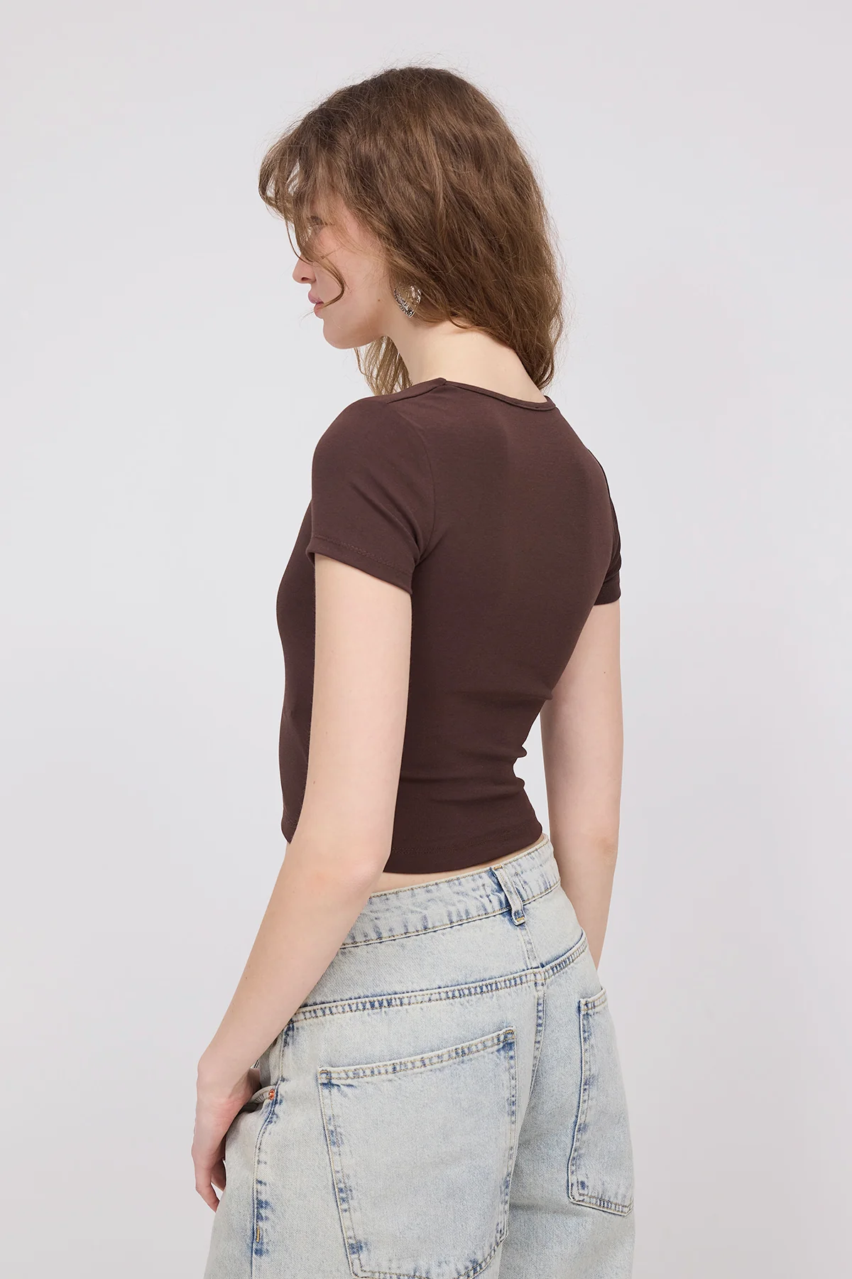Square Neck Basic Blouse With Short Sleeve - Image 23