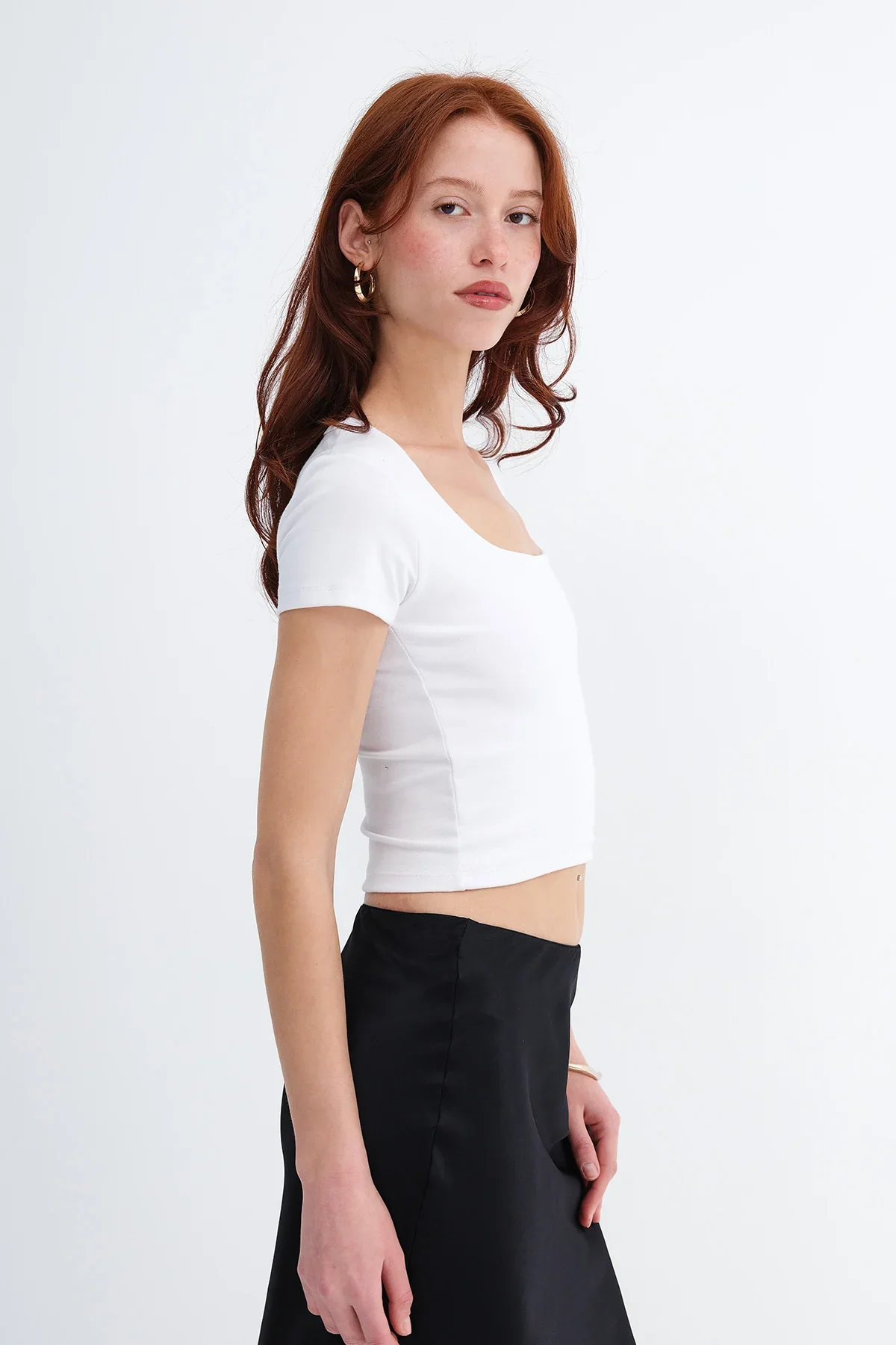 Square Neck Basic Blouse With Short Sleeve - Image 51