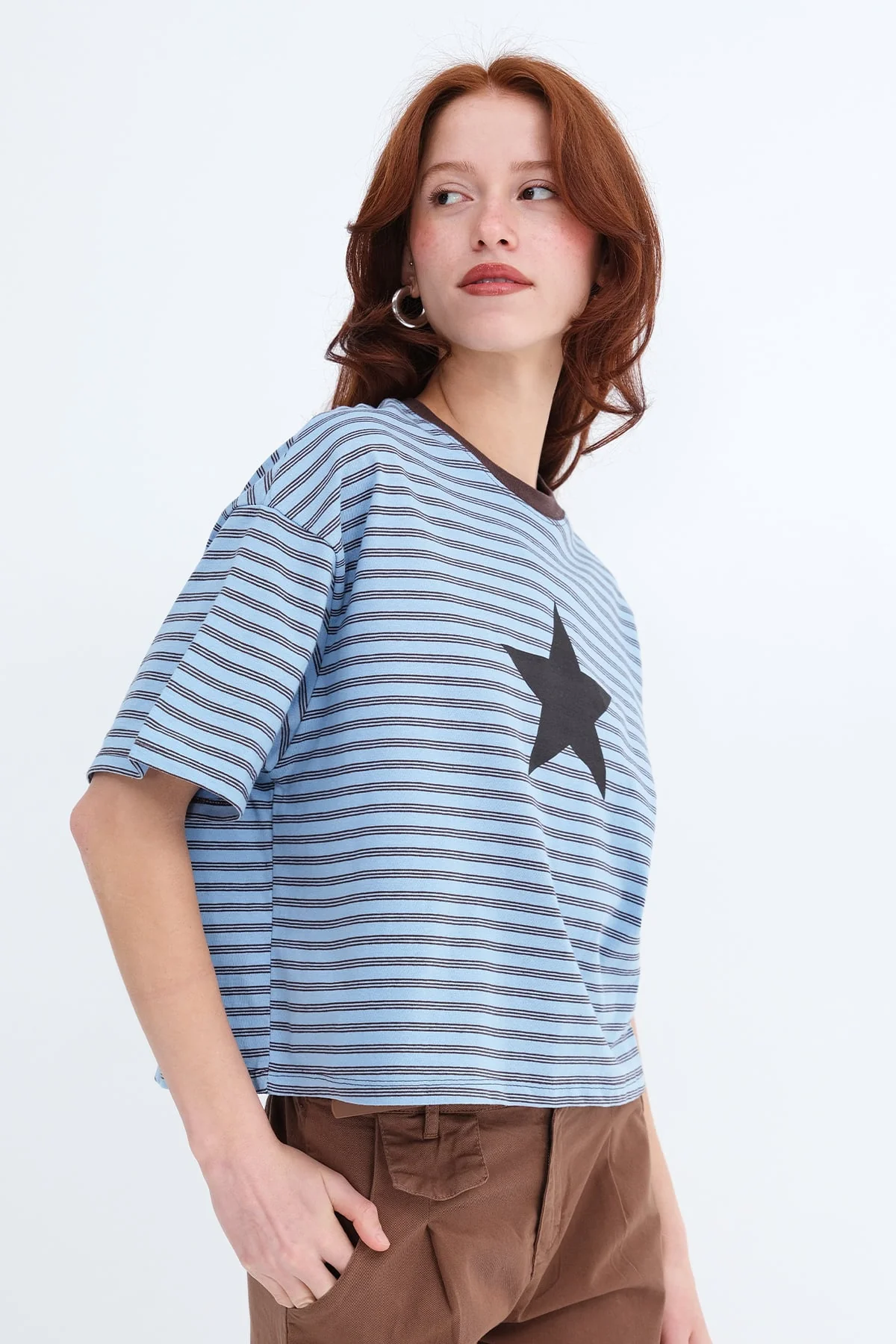 Star Print Striped T-shirt - Image 4