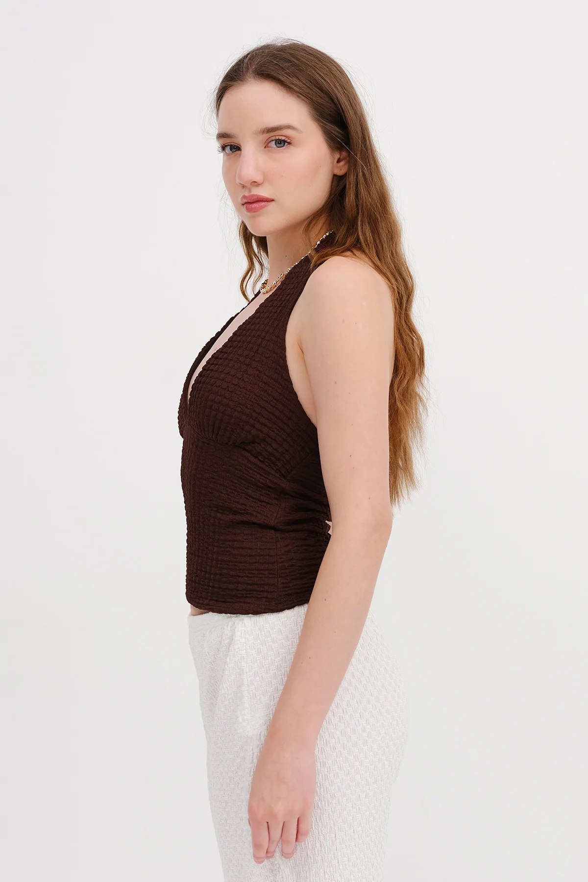 Textured Backless Blouse - Image 12
