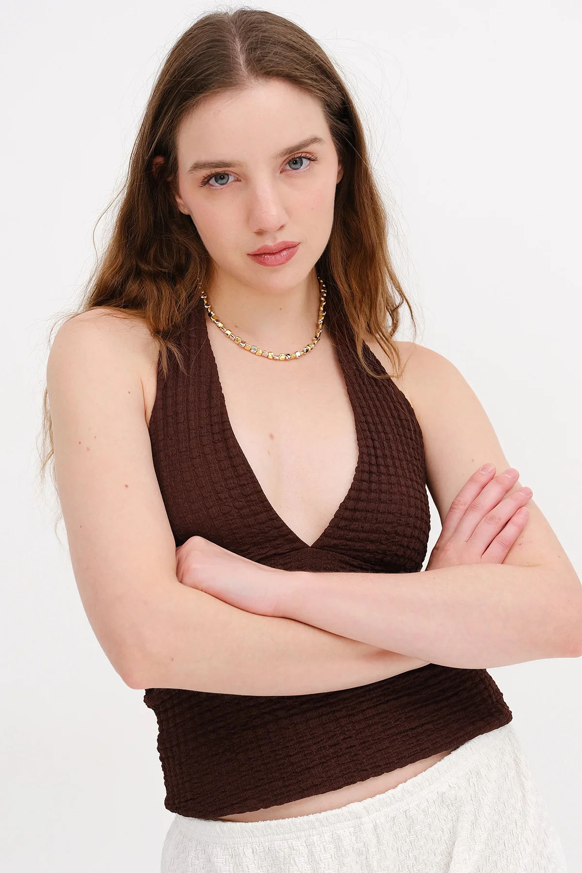Textured Backless Blouse - Image 14