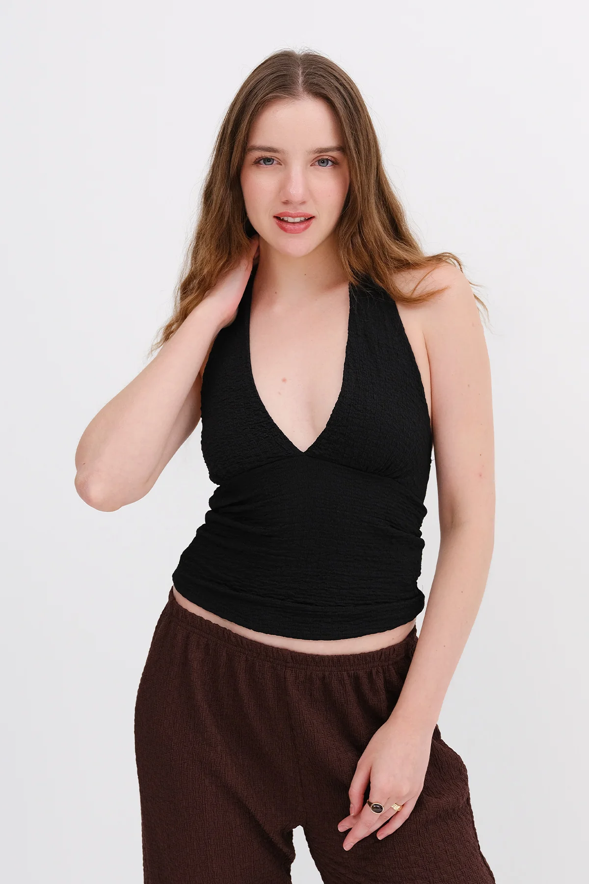 Textured Backless Blouse - Image 30