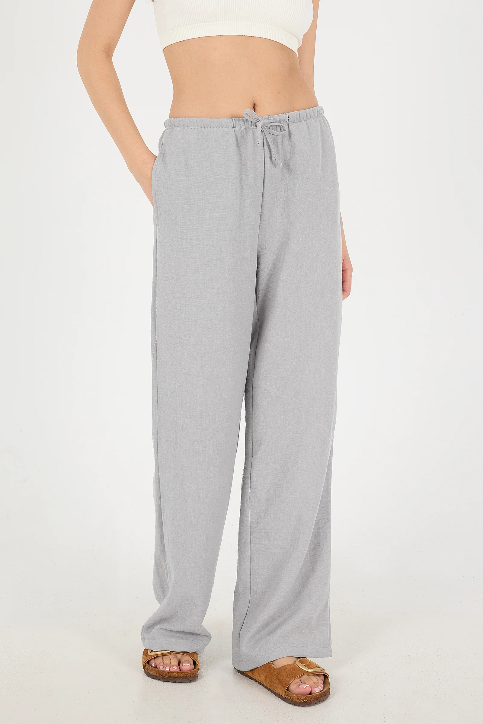Tied Wide Leg Trousers - Image 31