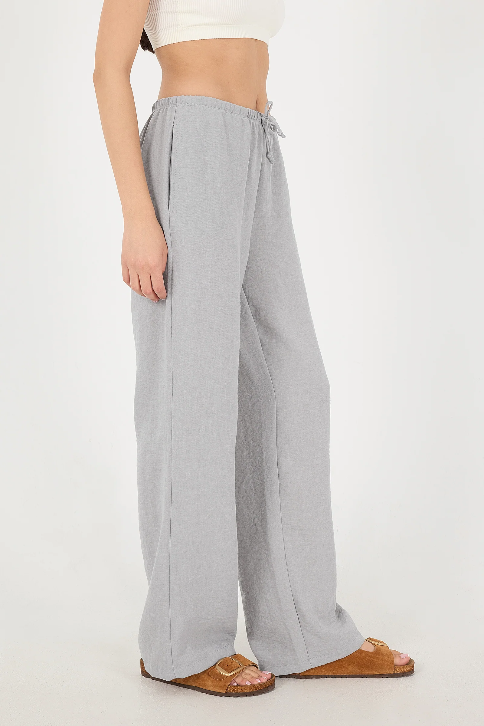 Tied Wide Leg Trousers - Image 33