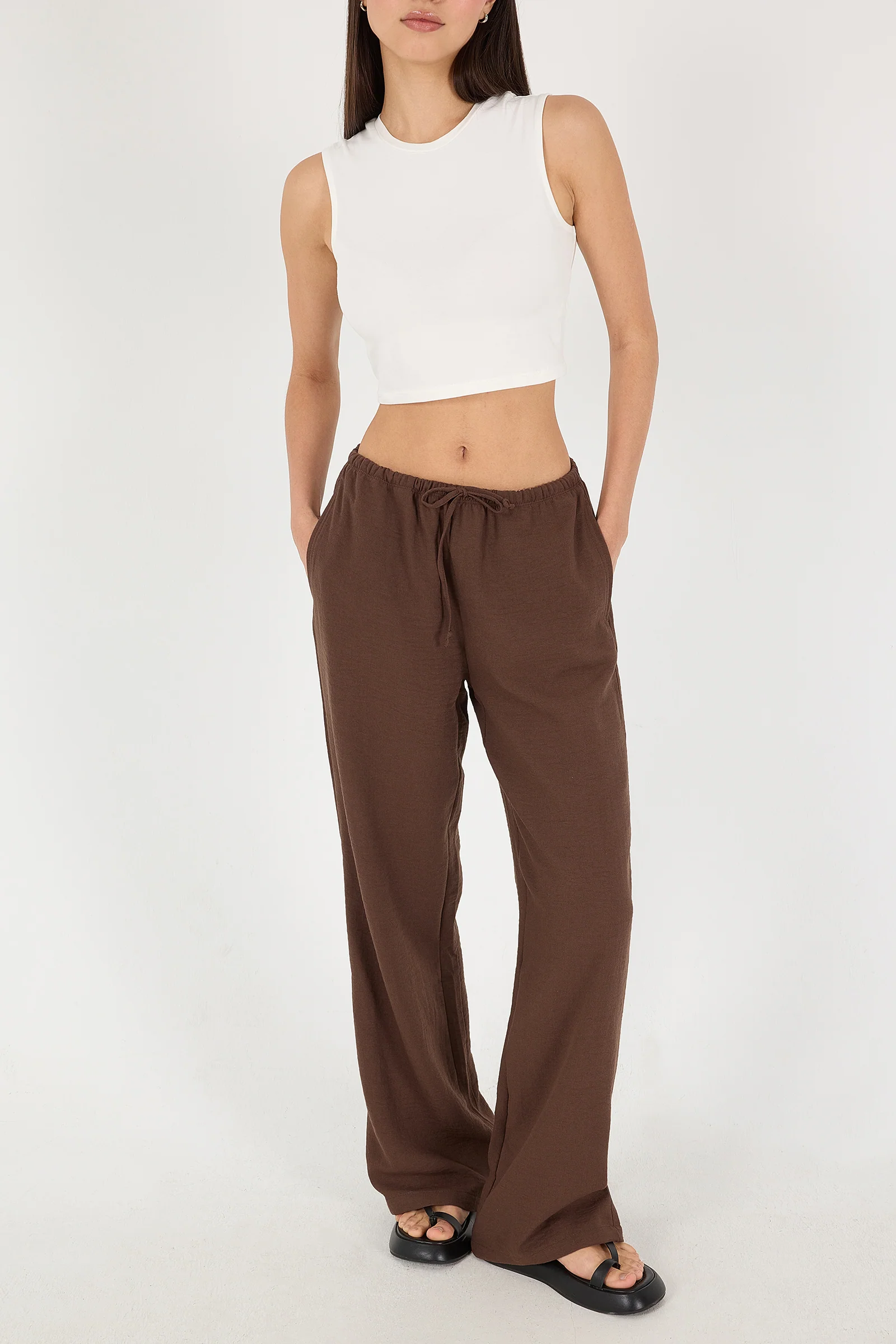 Tied Wide Leg Trousers - Image 36