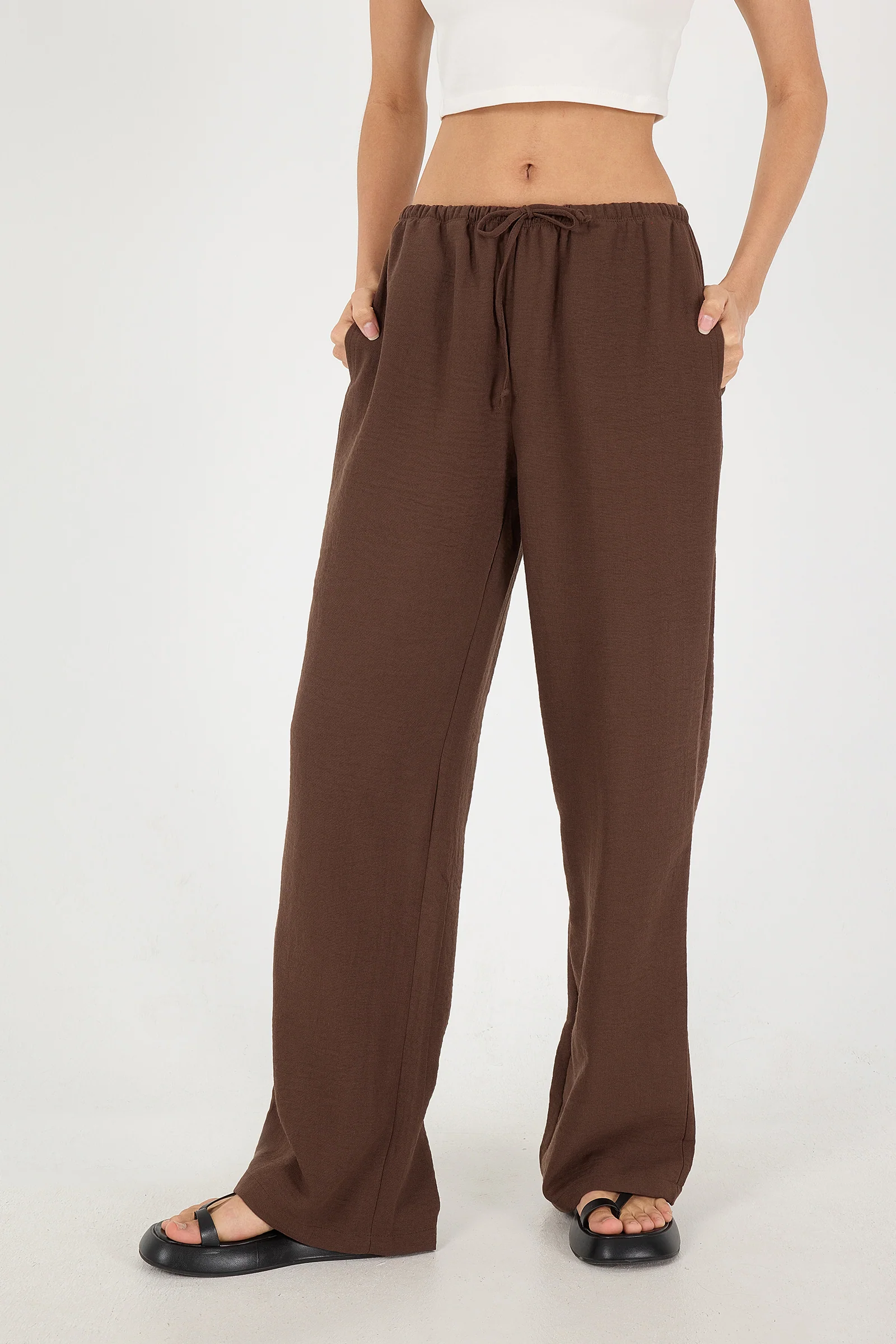 Tied Wide Leg Trousers - Image 37