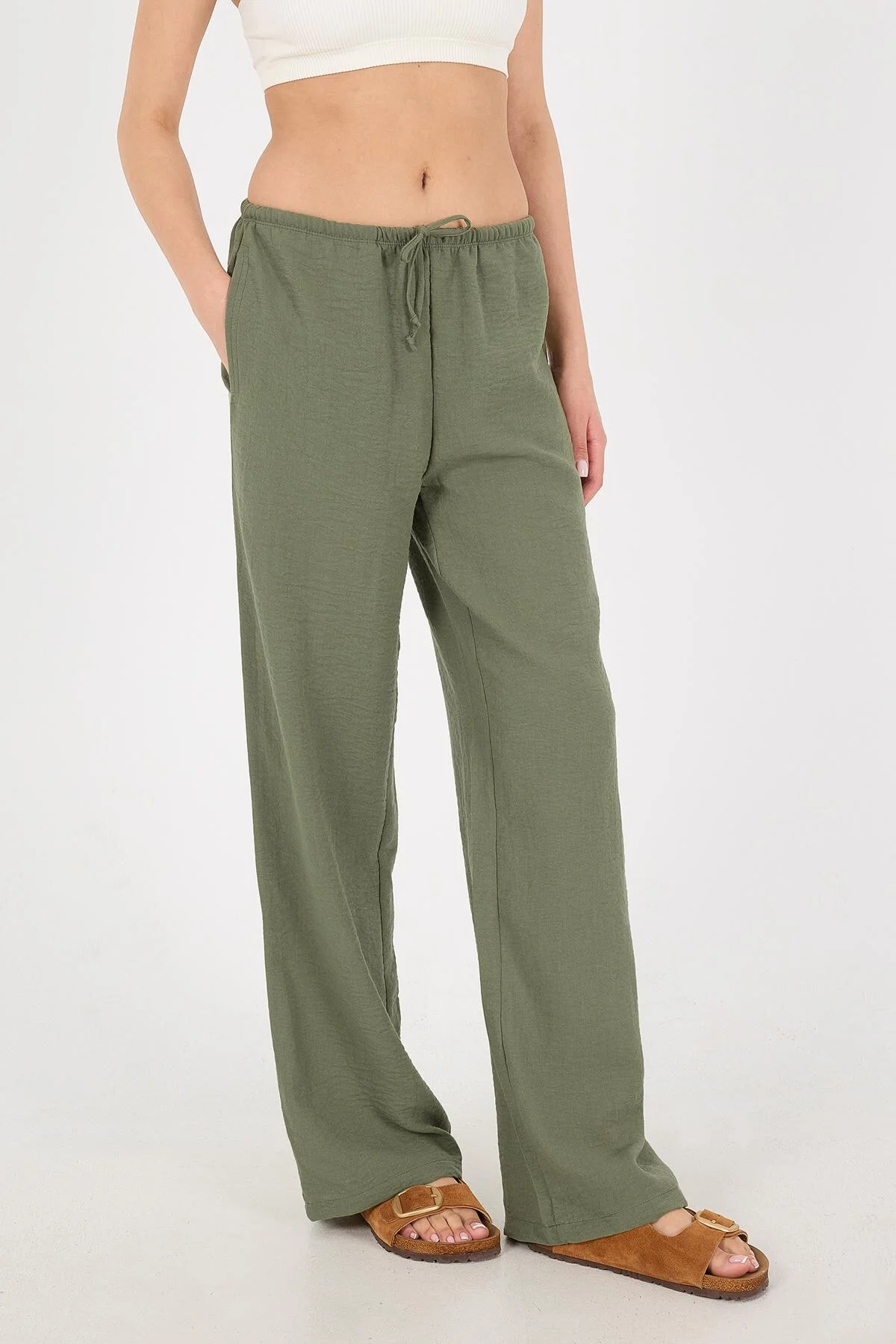 Tied Wide Leg Trousers - Image 43