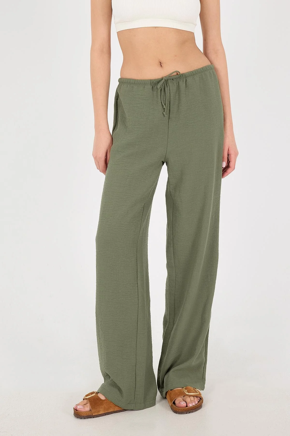 Tied Wide Leg Trousers - Image 45