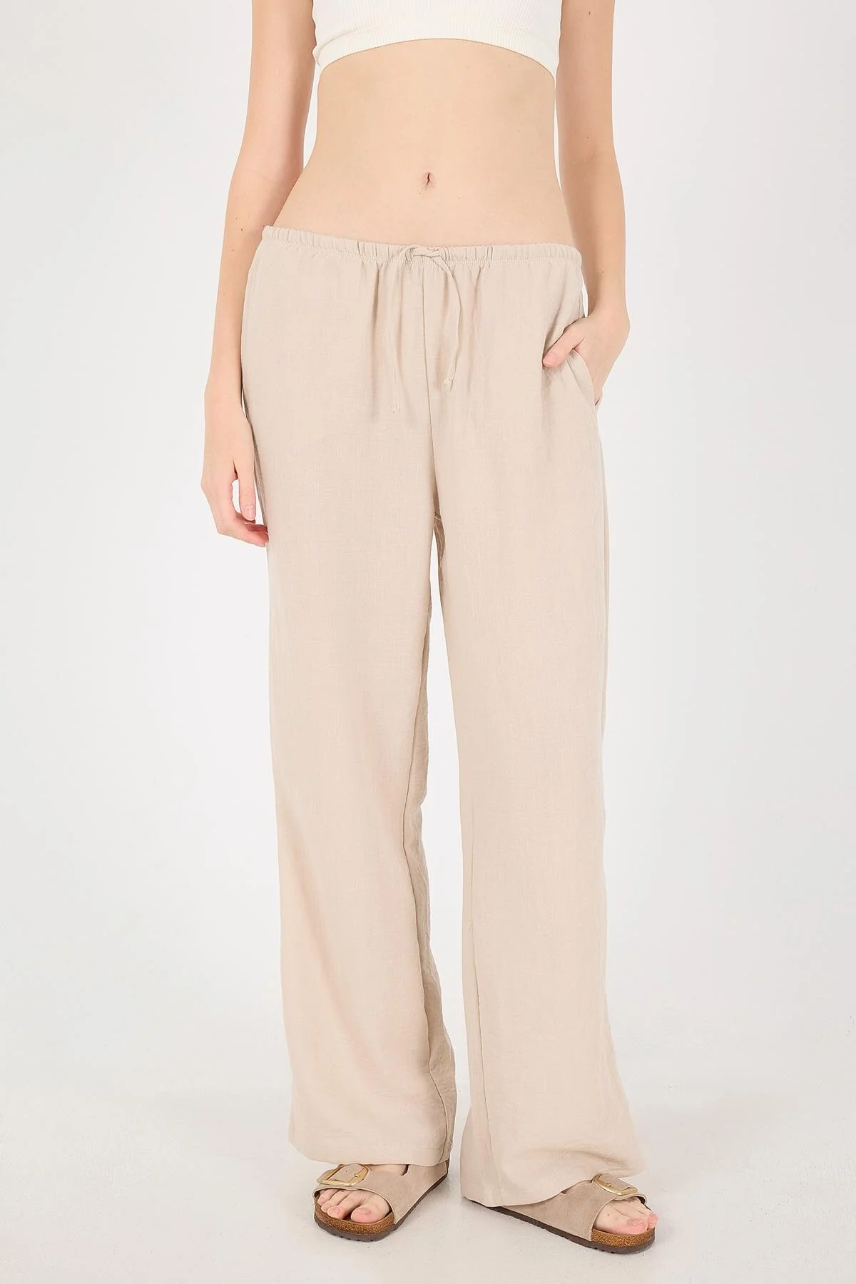 Tied Wide Leg Trousers - Image 48