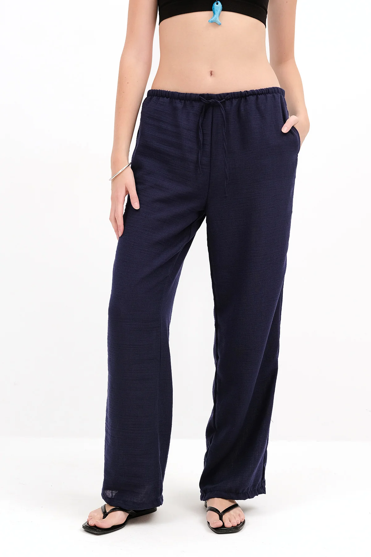 Tied Wide Leg Trousers - Image 8
