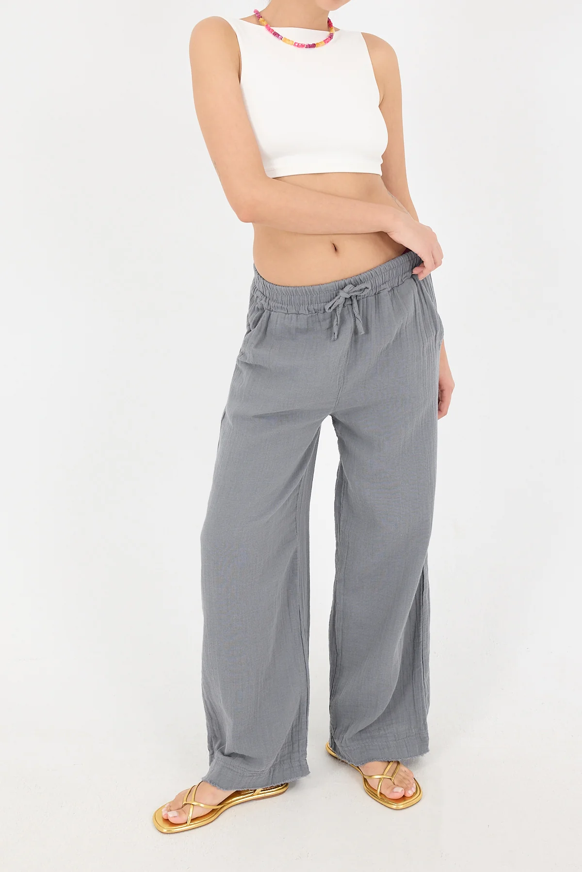 Wide-Leg Trousers With Elastic Waist - Image 36
