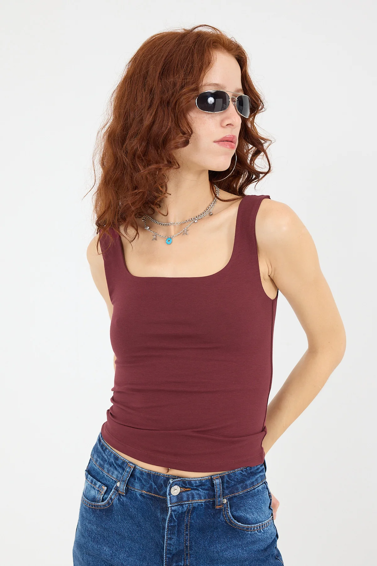 Wide-Strap Square Neck Tank Top - Image 46