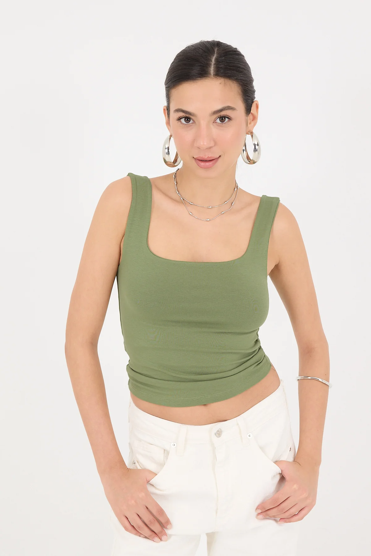 Wide-Strap Square Neck Tank Top - Image 47