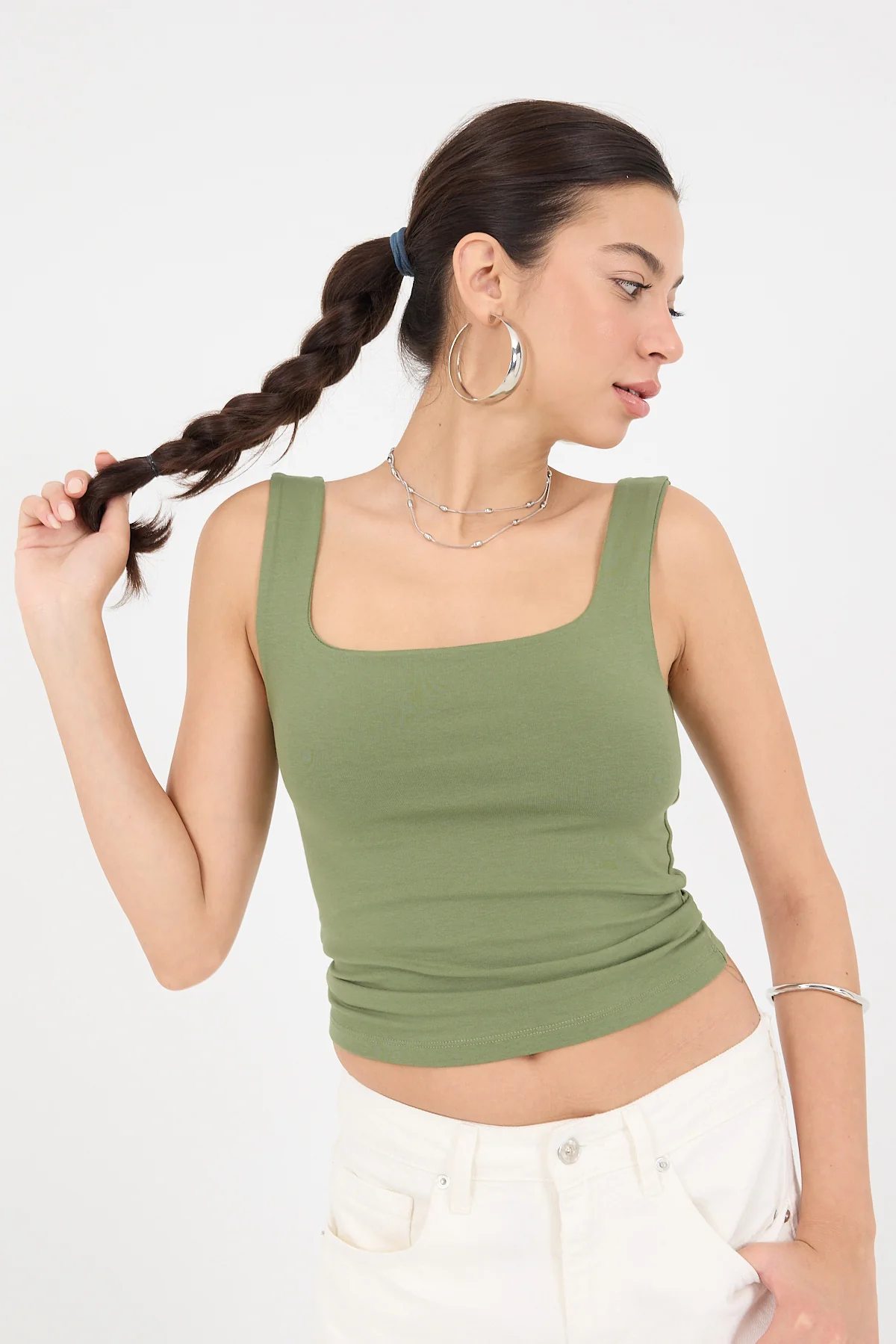 Wide-Strap Square Neck Tank Top - Image 48